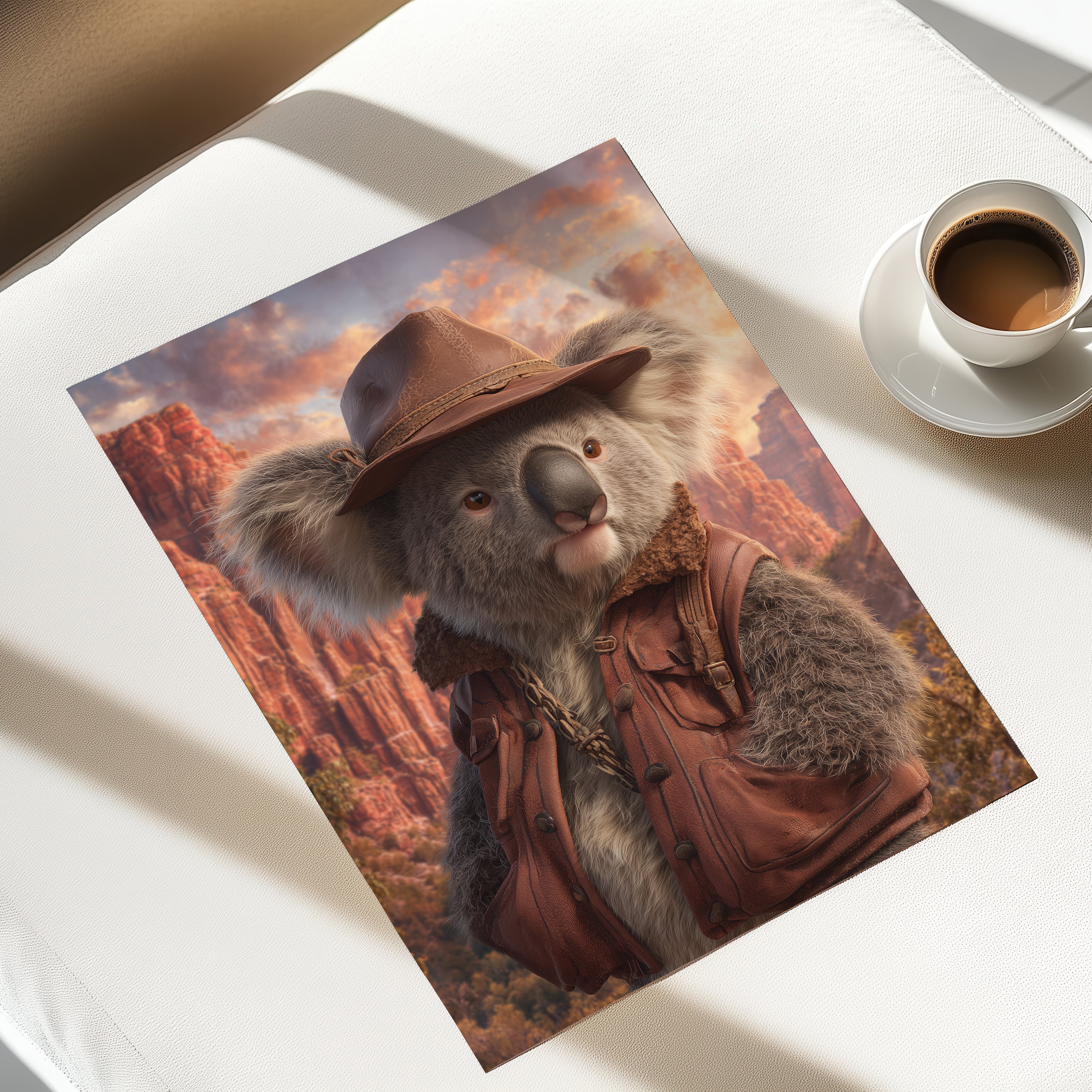 Koala Explorer Poster – Anthropomorphic Animal Print, Australian Outback Wall Art, Fantasy Wildlife Decor