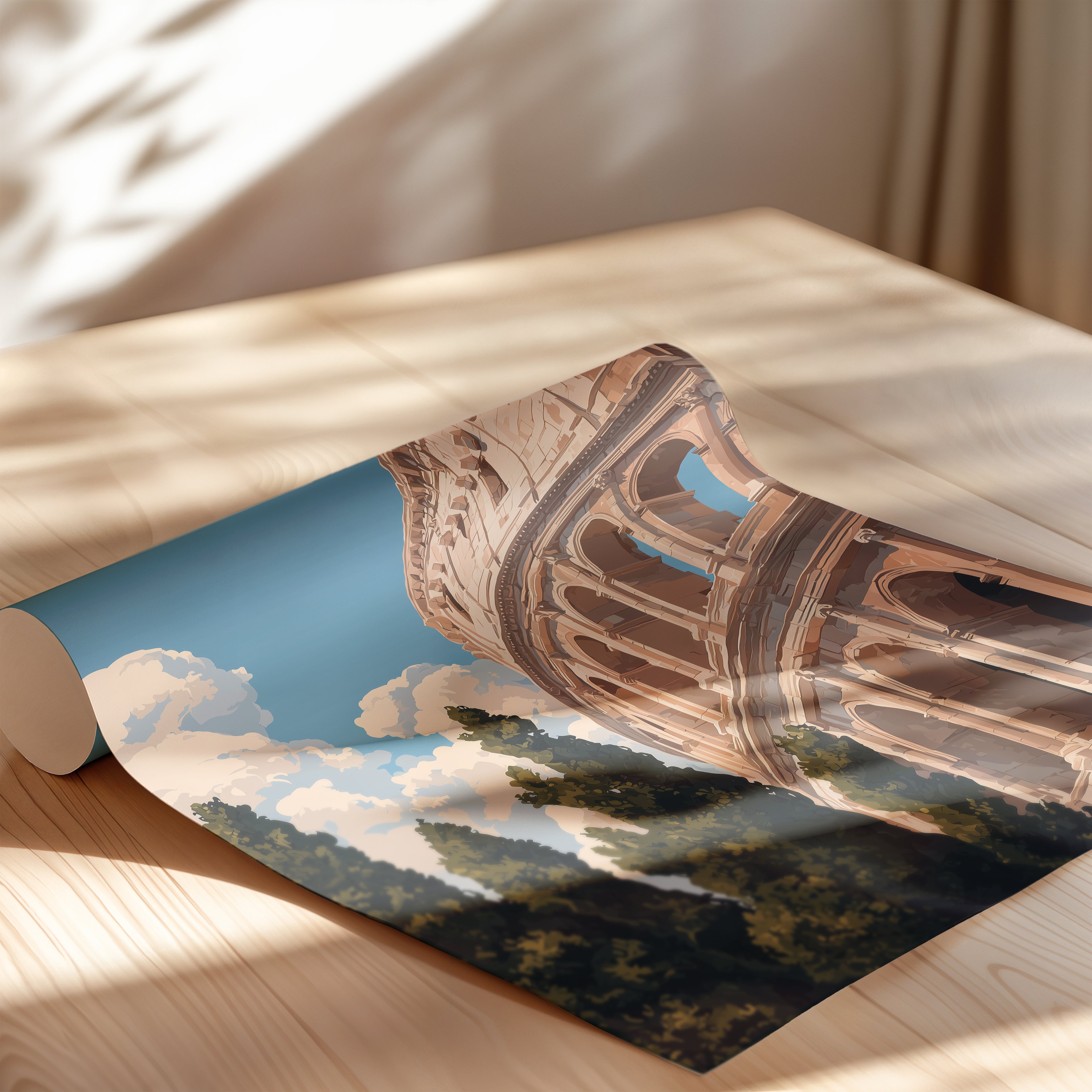 Rome Italy Travel Poster – Colosseum Wall Art, Ancient Landmark Print, Historic City Travel Photography Decor