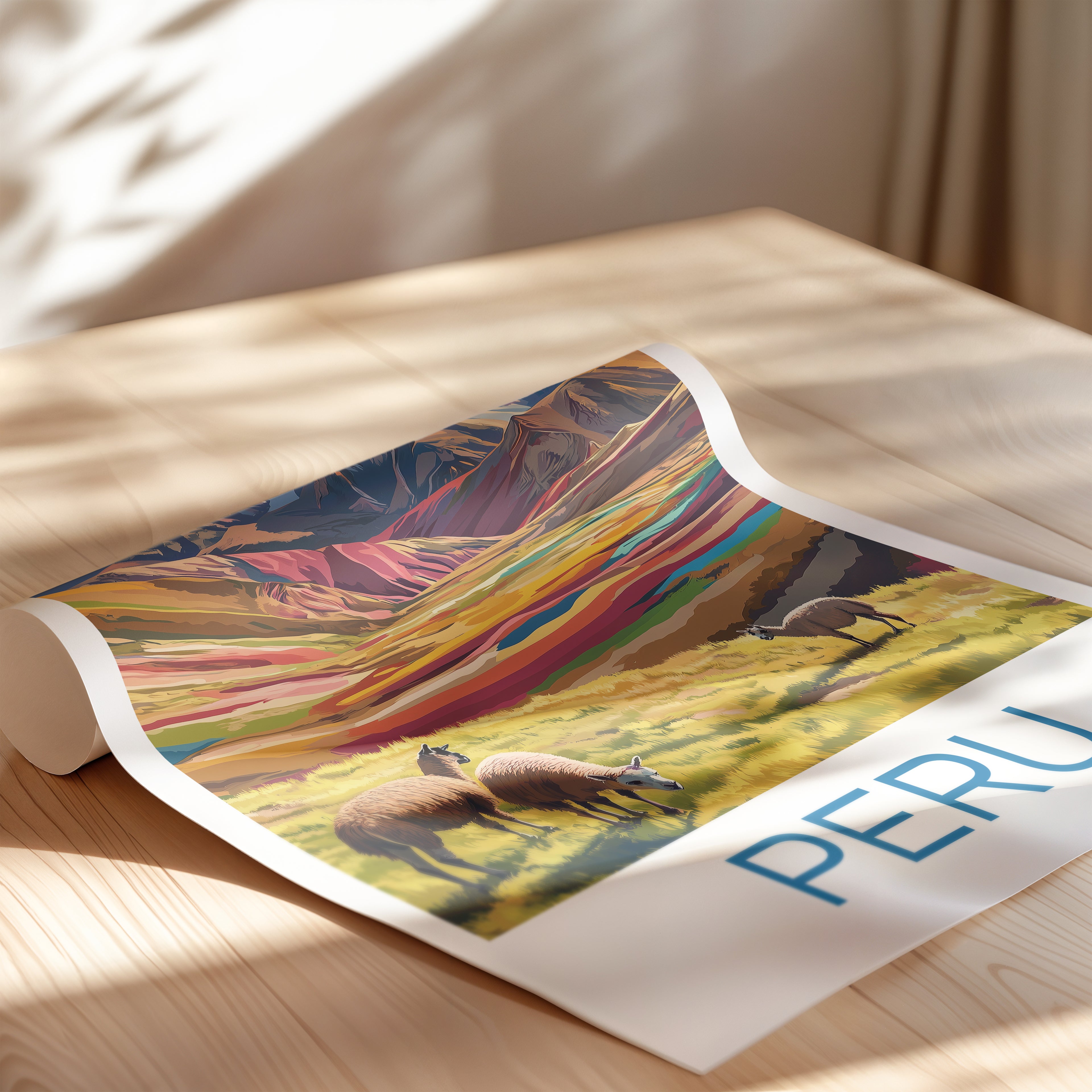 Peru Travel Poster: Andean Mountain Landscape Illustration Art