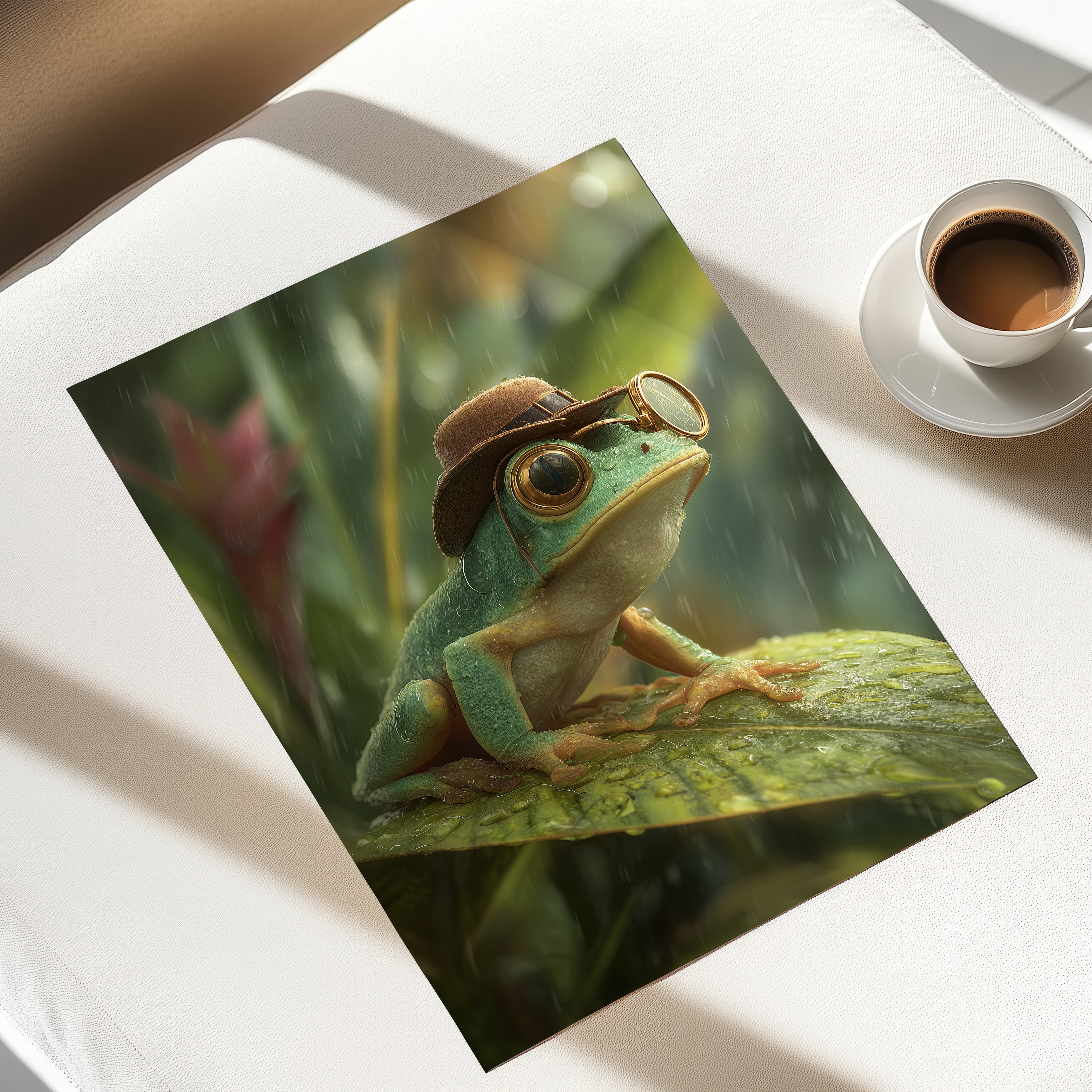 Explorer Frog Art Print: Whimsical Jungle Animal Illustration