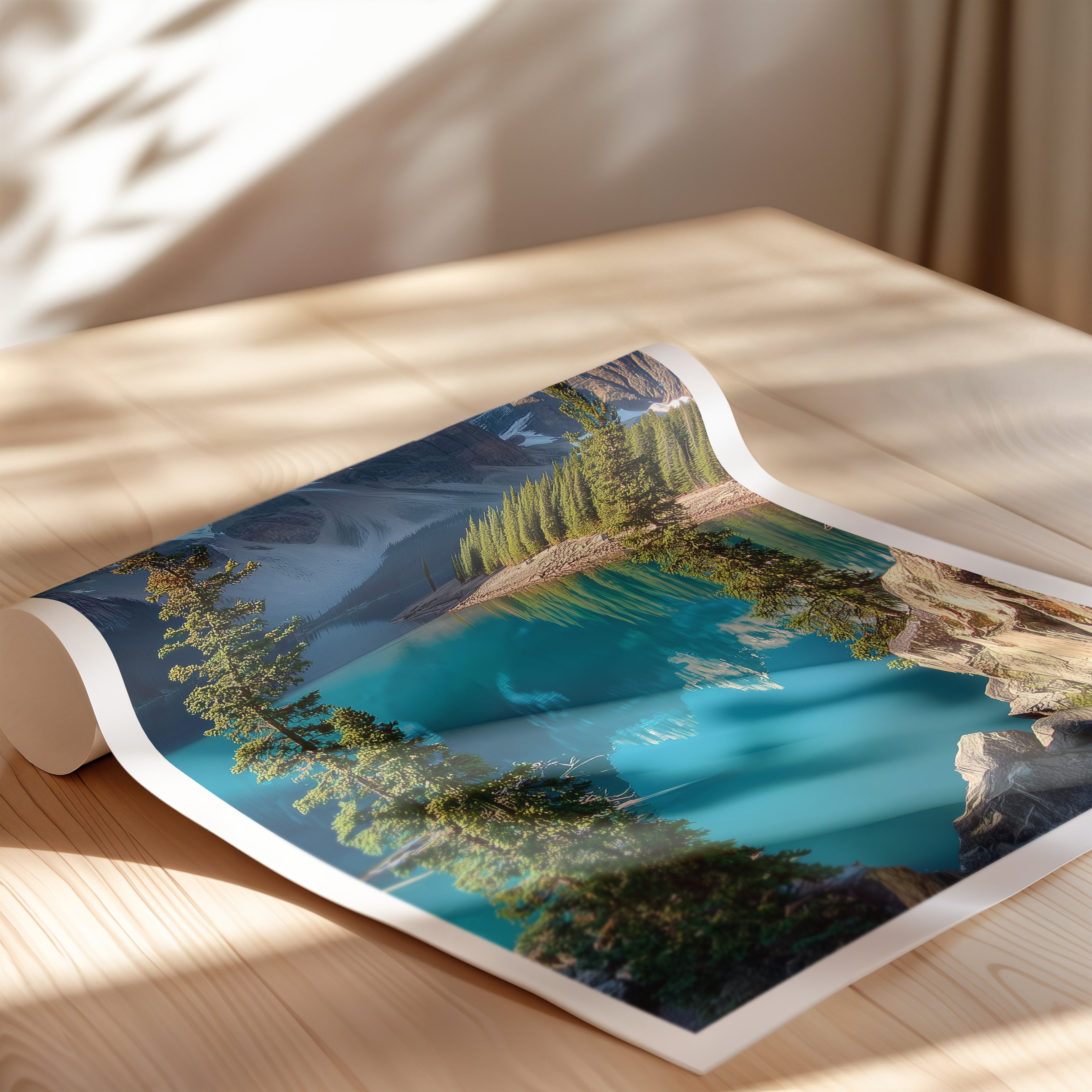 Banff National Park Travel Poster – Moraine Lake Print, Canadian Rockies Wall Art, Turquoise Water Decor