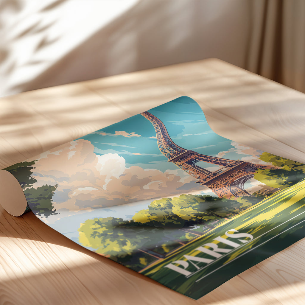 Paris France Poster – Eiffel Tower Wall Art, Romantic City Print, European Travel Photography Decor