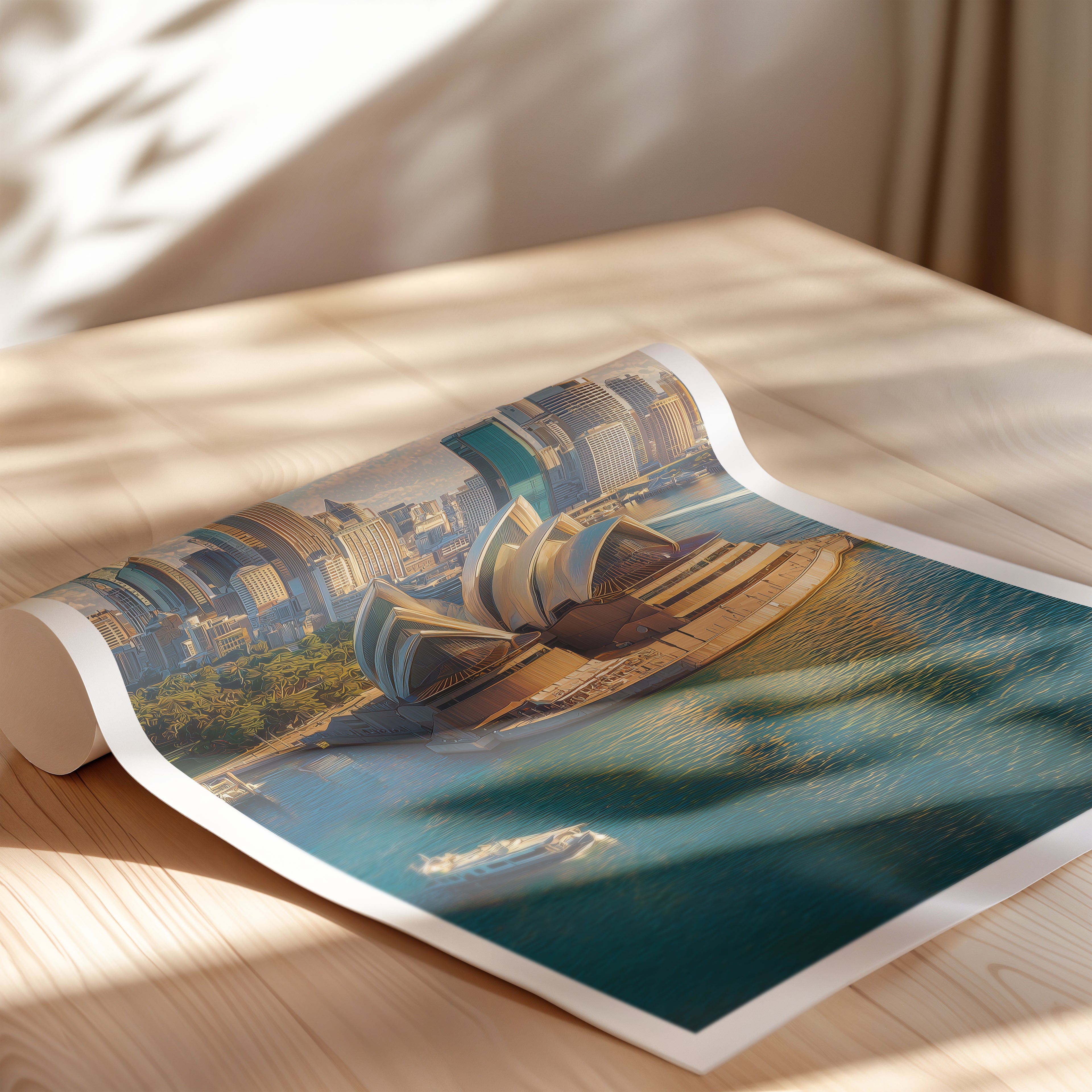 Australia Travel Poster – Sydney Opera House Wall Art Print, Coastal Cityscape Decor