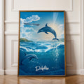 Dolphin Wall Art Print: Tropical Ocean Wildlife Illustration