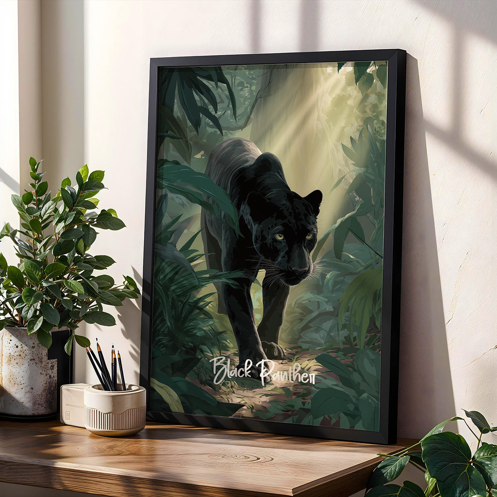 Black Panther Framed Poster: Jungle Nursery Wall Art