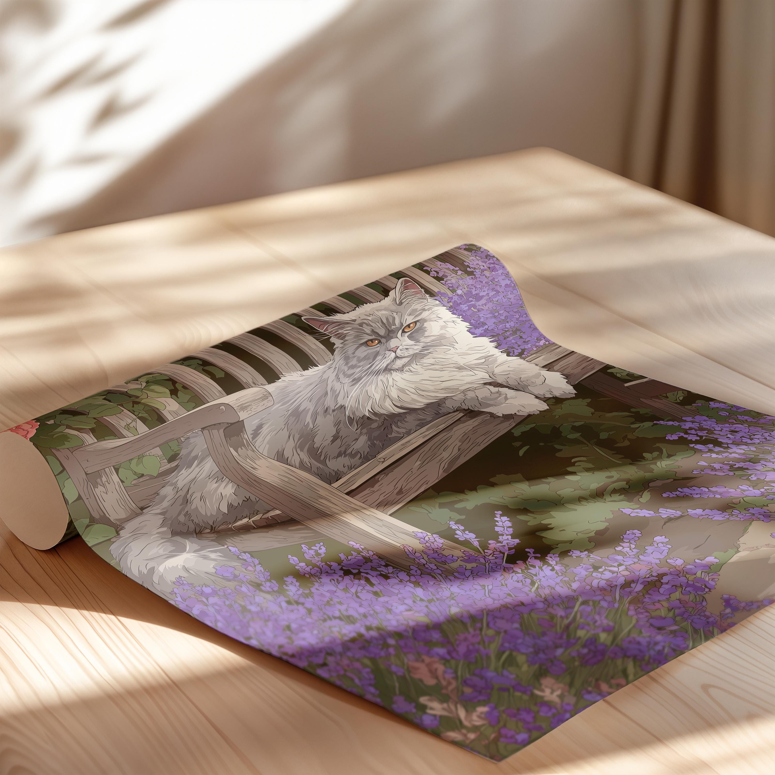 British Longhair Cat Art Print: Elegant Pet Portrait for Nursery or Office