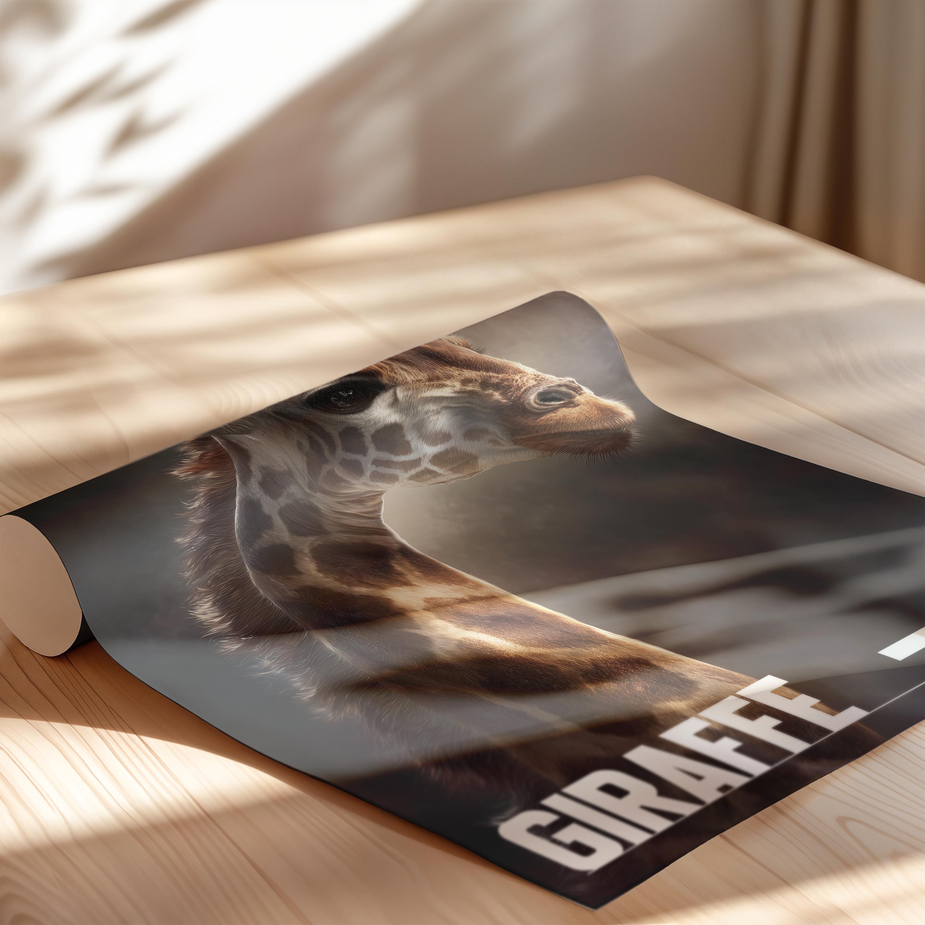 Giraffe Framed Poster: Safari Wildlife Wall Art for Nursery or Kids Room