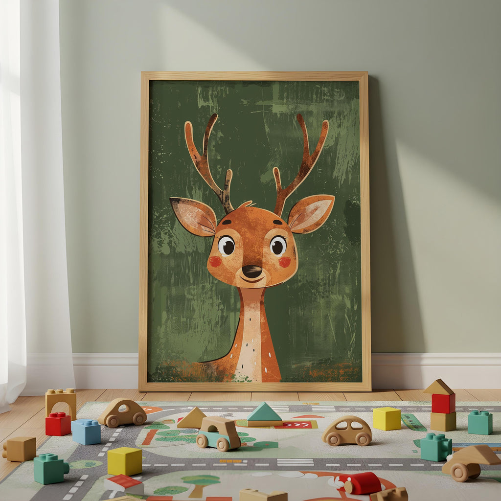 Deer Nursery Wall Art – Woodland Animal Print for Kids