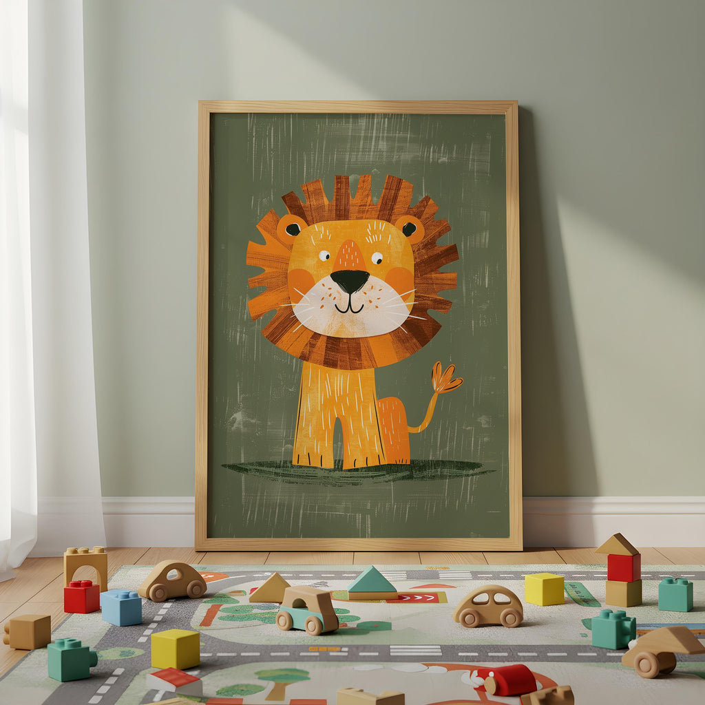 Lion Nursery Wall Art – Safari Animal Print for Kids