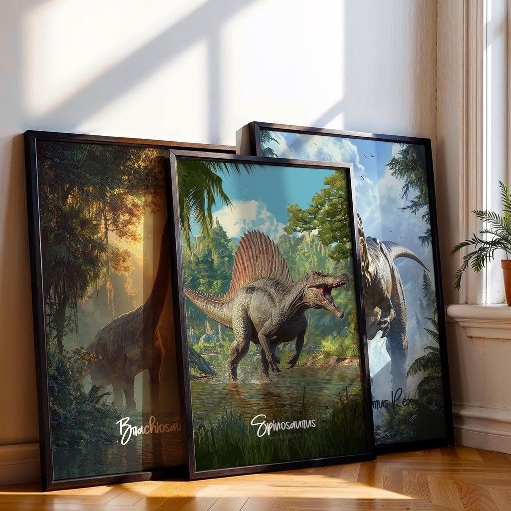 Spinosaurus Framed Poster: Prehistoric Dinosaur Kids Room Decor