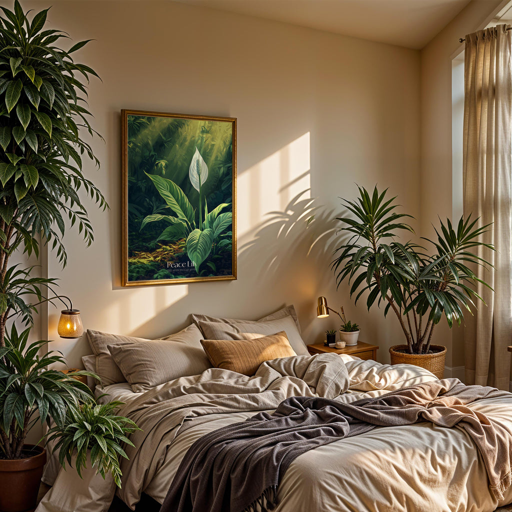 Peace Lily Botanical Print: Minimalist Plant Greenery Wall Art