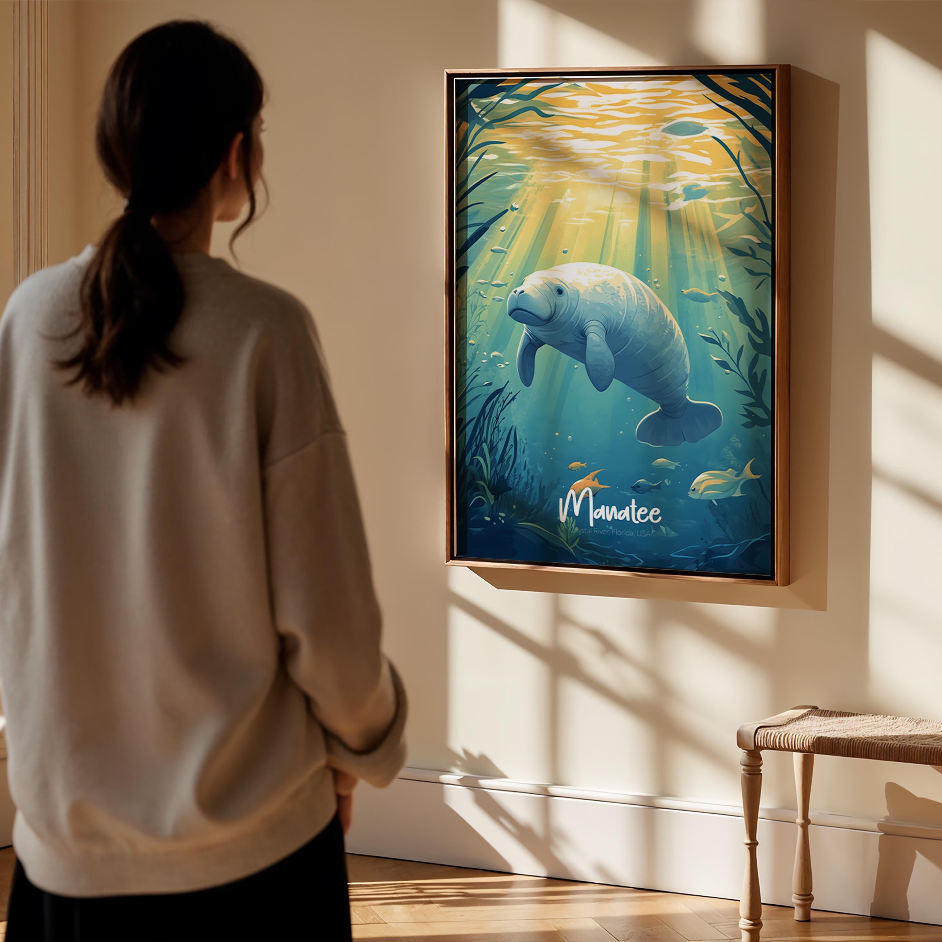 Manta Ray Art Print: Modern Ocean Animal Illustration