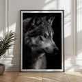 Black and White Wolf Print: Majestic Wildlife Poster