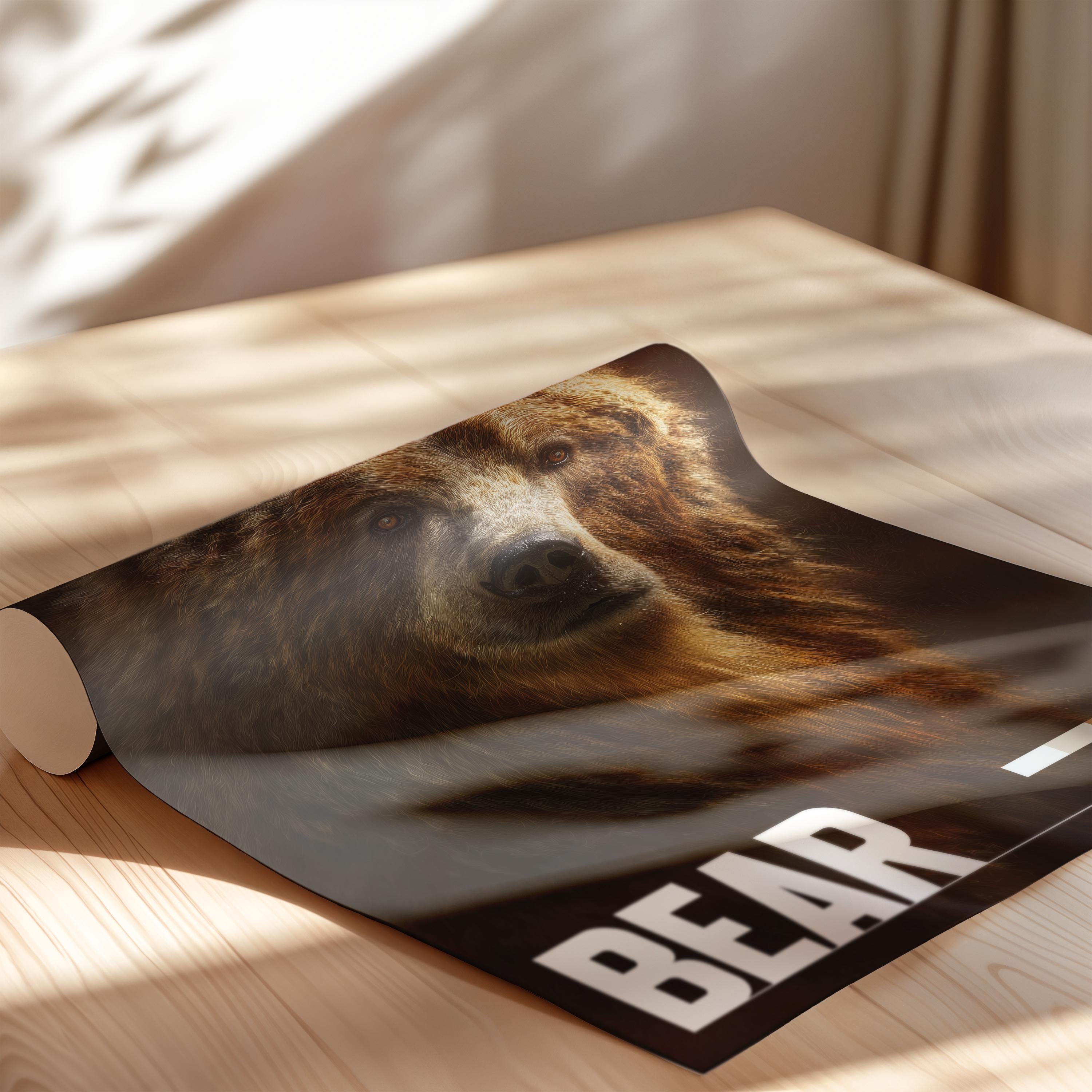 Brown Bear Framed Poster: Woodland Animal Wall Art for Nursery or Kids Room