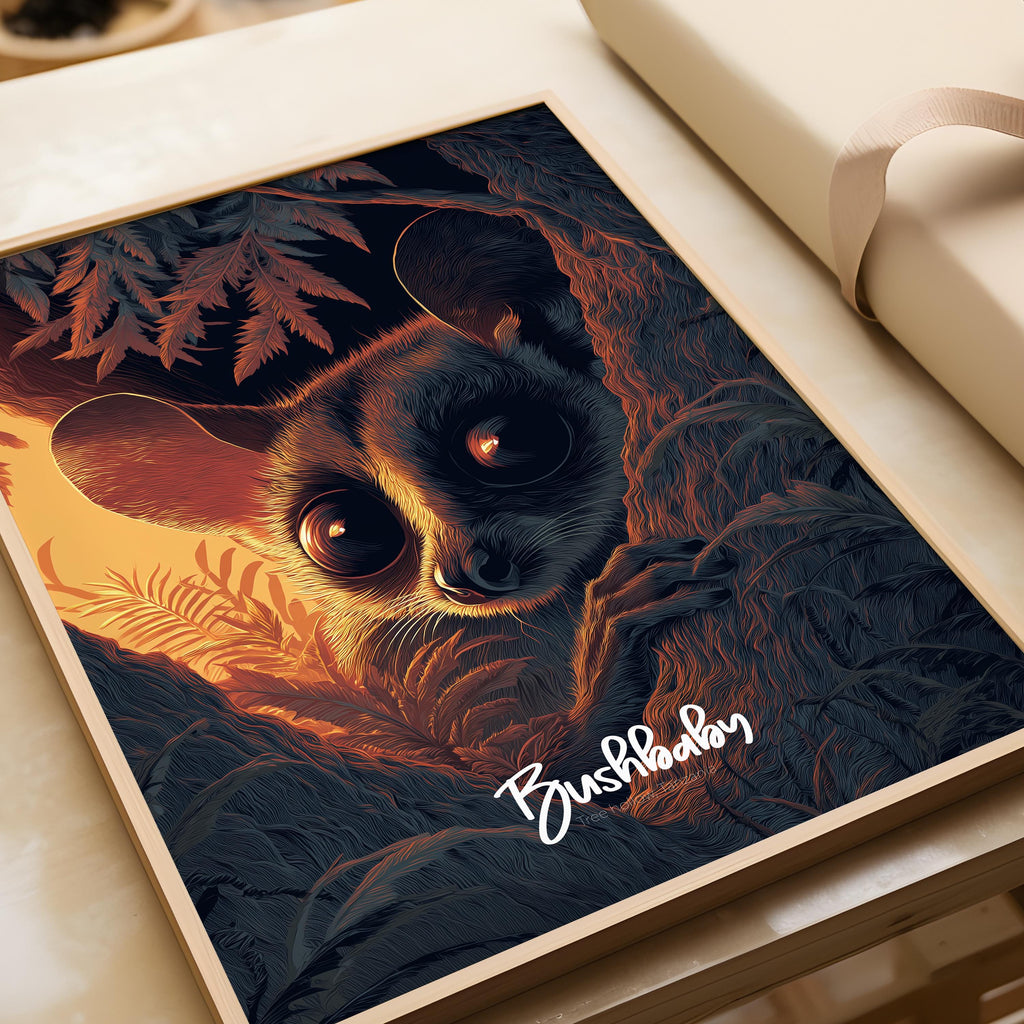 Bushbaby Art Print: Jungle Animal Kids Room Decor