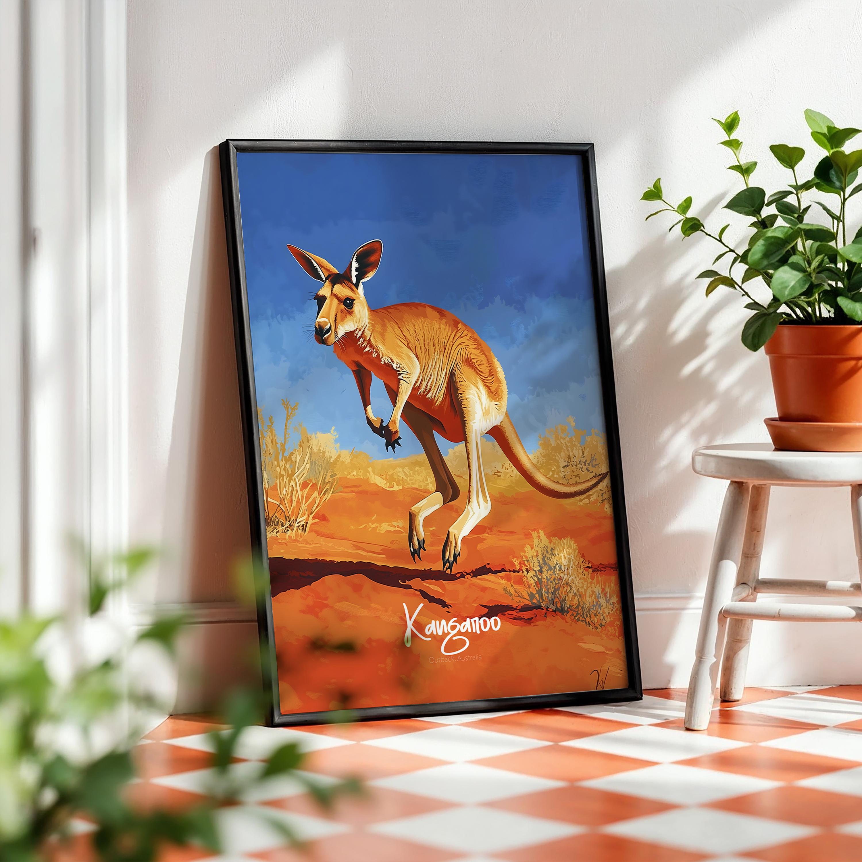 Kangaroo Art Print: Modern Australian Wildlife Poster