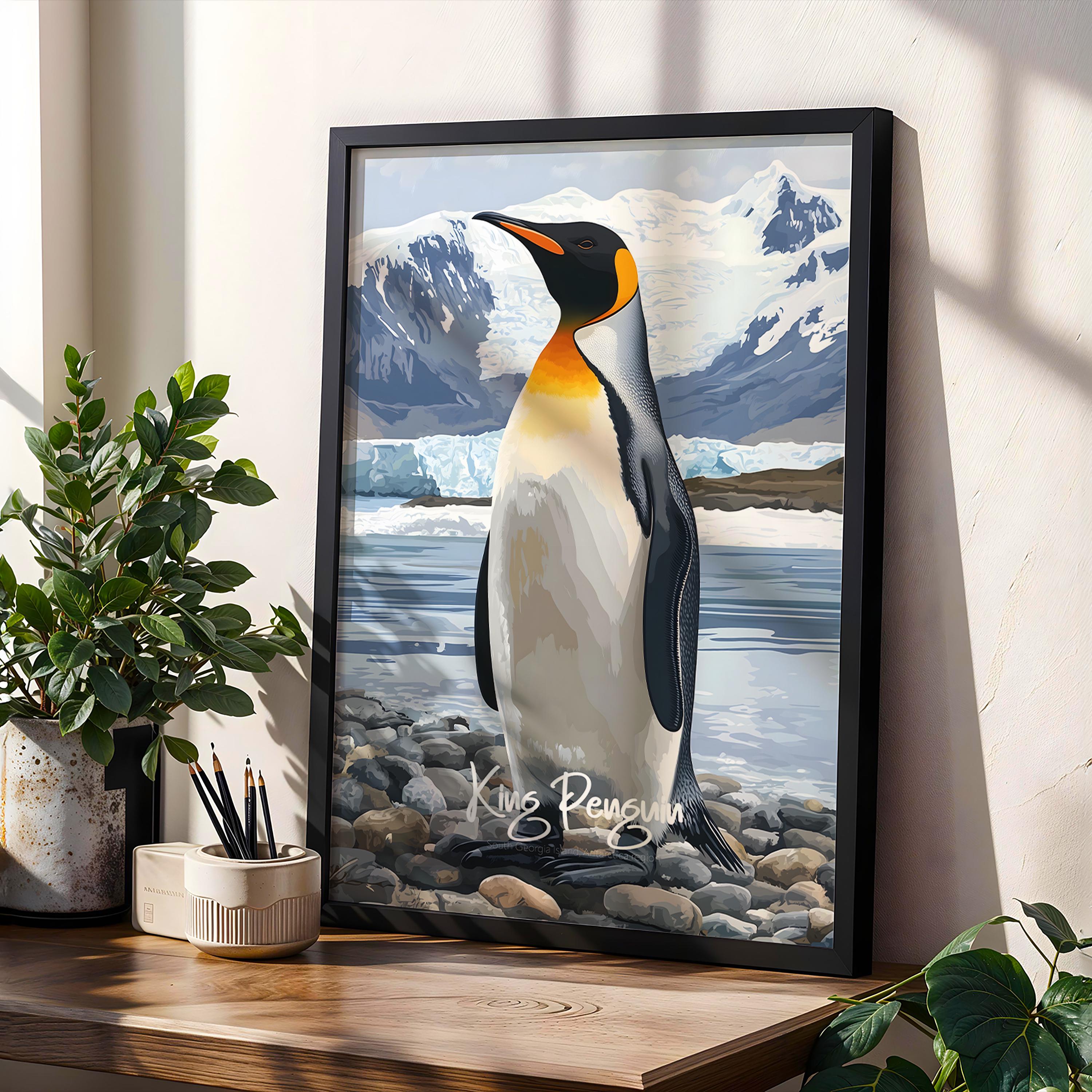 King Penguin Art Print: Tropical Wildlife Illustration, Nature Lover Gift