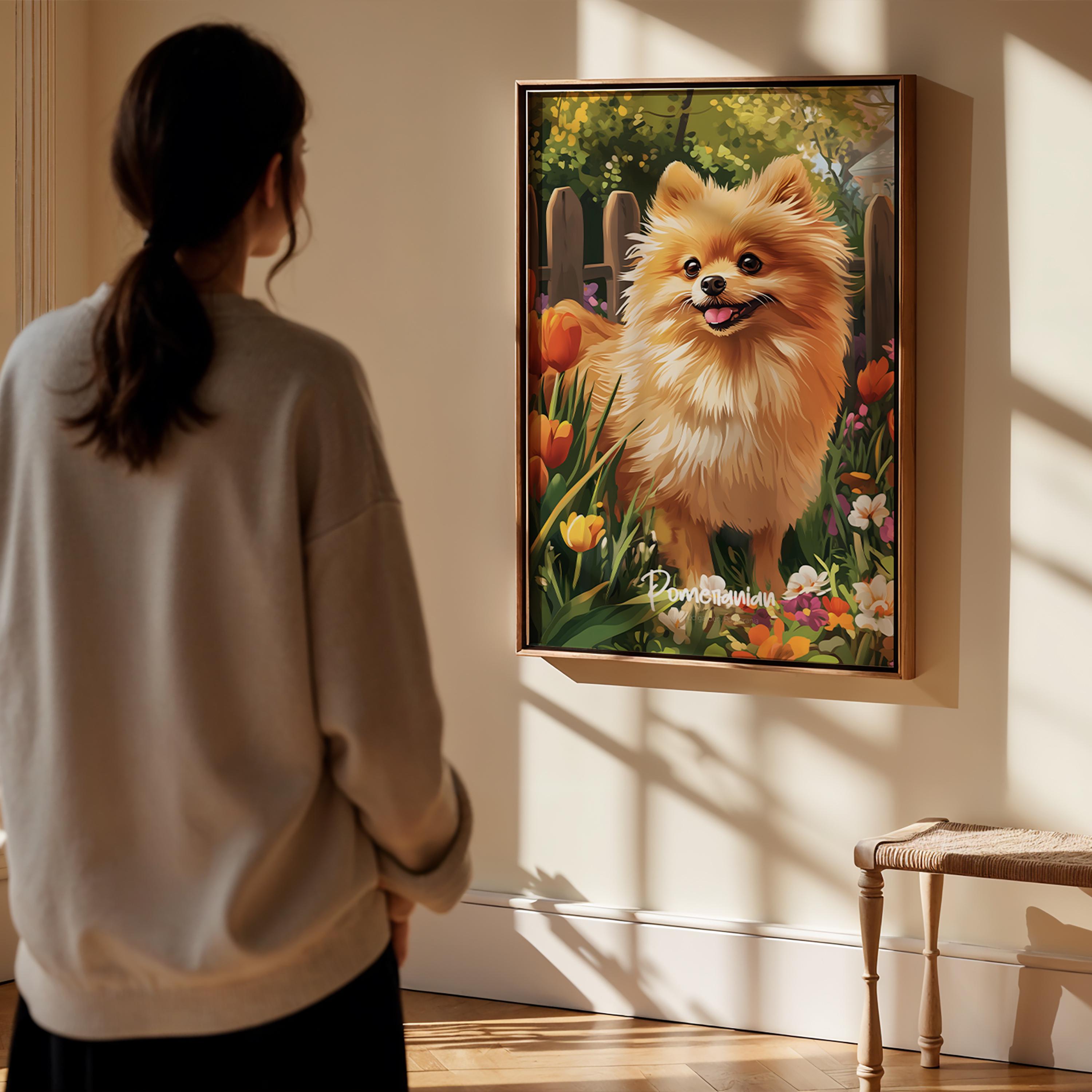 Pomeranian Dog Art Print: Fluffy Pet Illustration