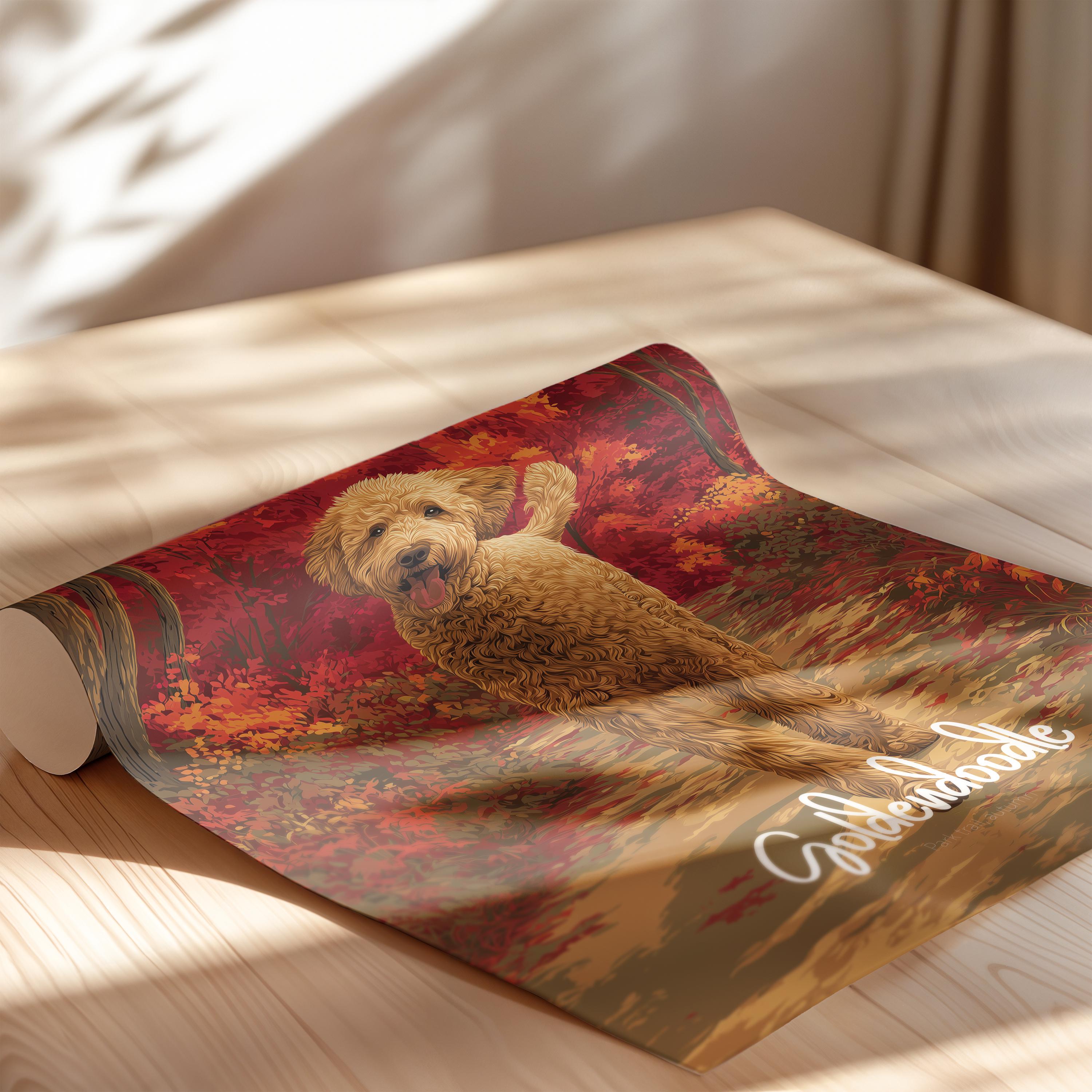 Goldendoodle Wall Art Framed Poster – Cute Dog Decor for Kids Room or Nursery, Fluffy Pet Print, Playful Animal-Themed Gift