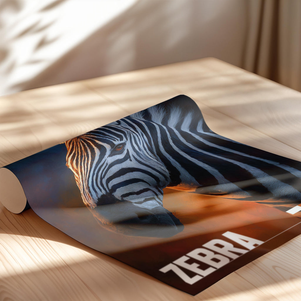 Zebra Framed Poster: Safari Animal Wall Art for Nursery or Kids Room