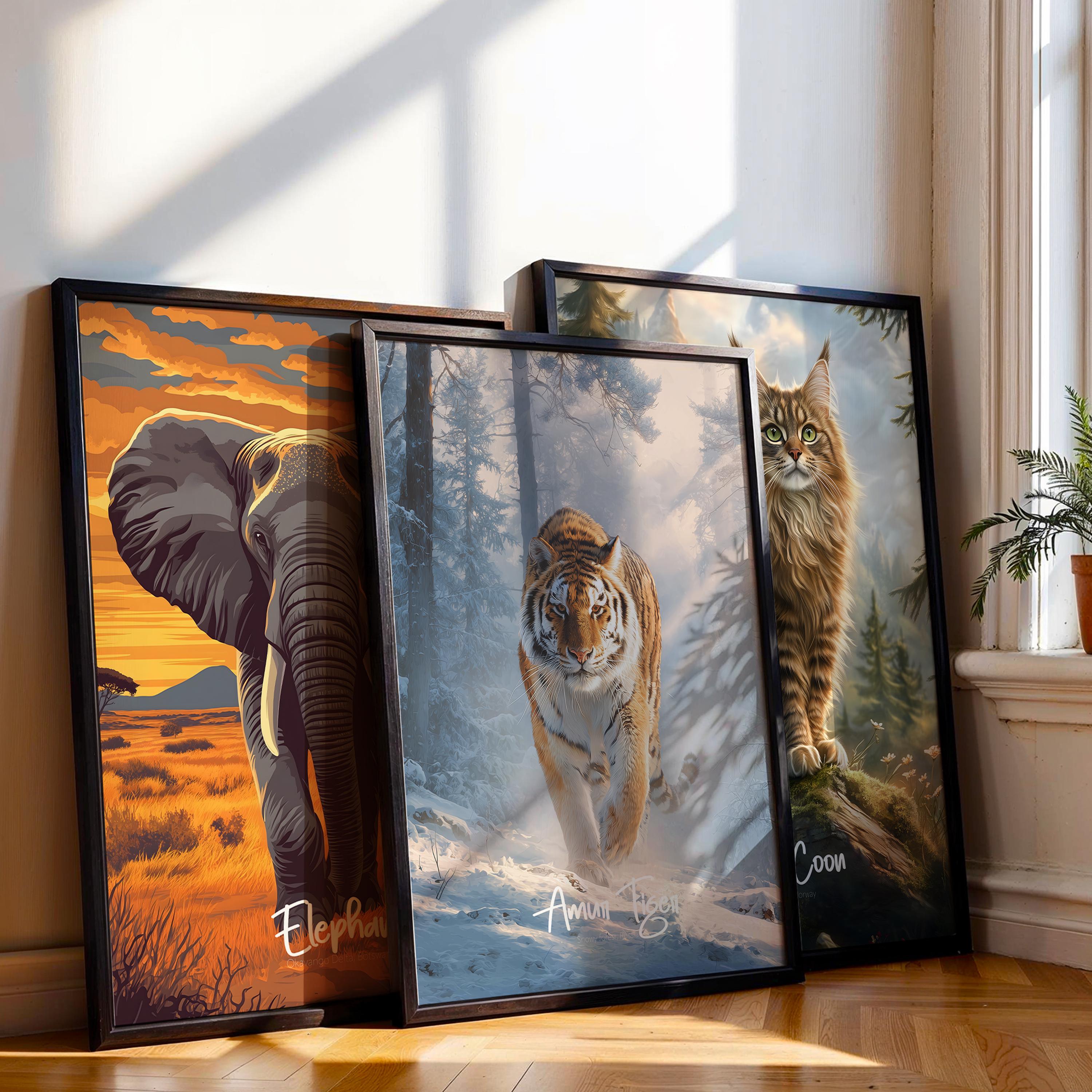 Amur Tiger Framed Poster: Endangered Wildlife Kids Room Decor