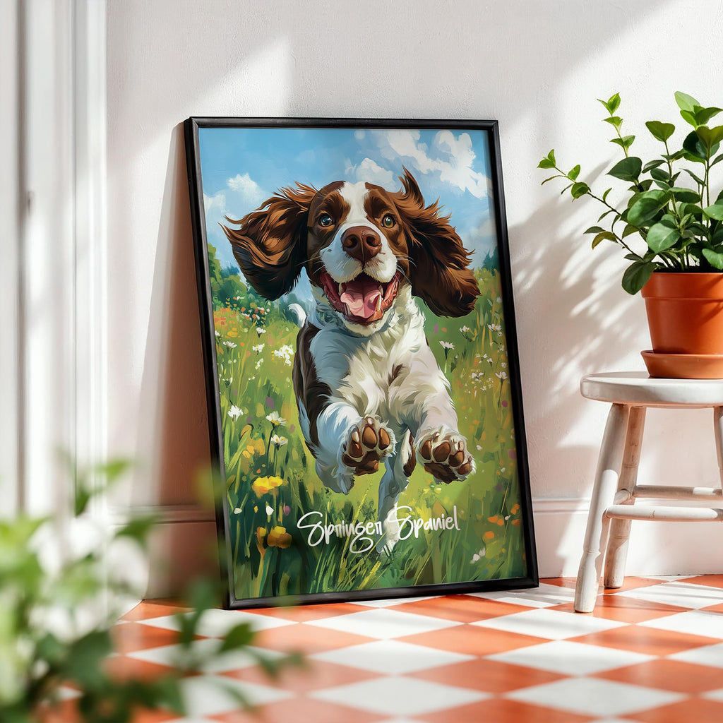 Springer Spaniel Wall Art – Energetic Field Dog Illustration, Nature-Inspired Decor, Gift for Dog Lovers