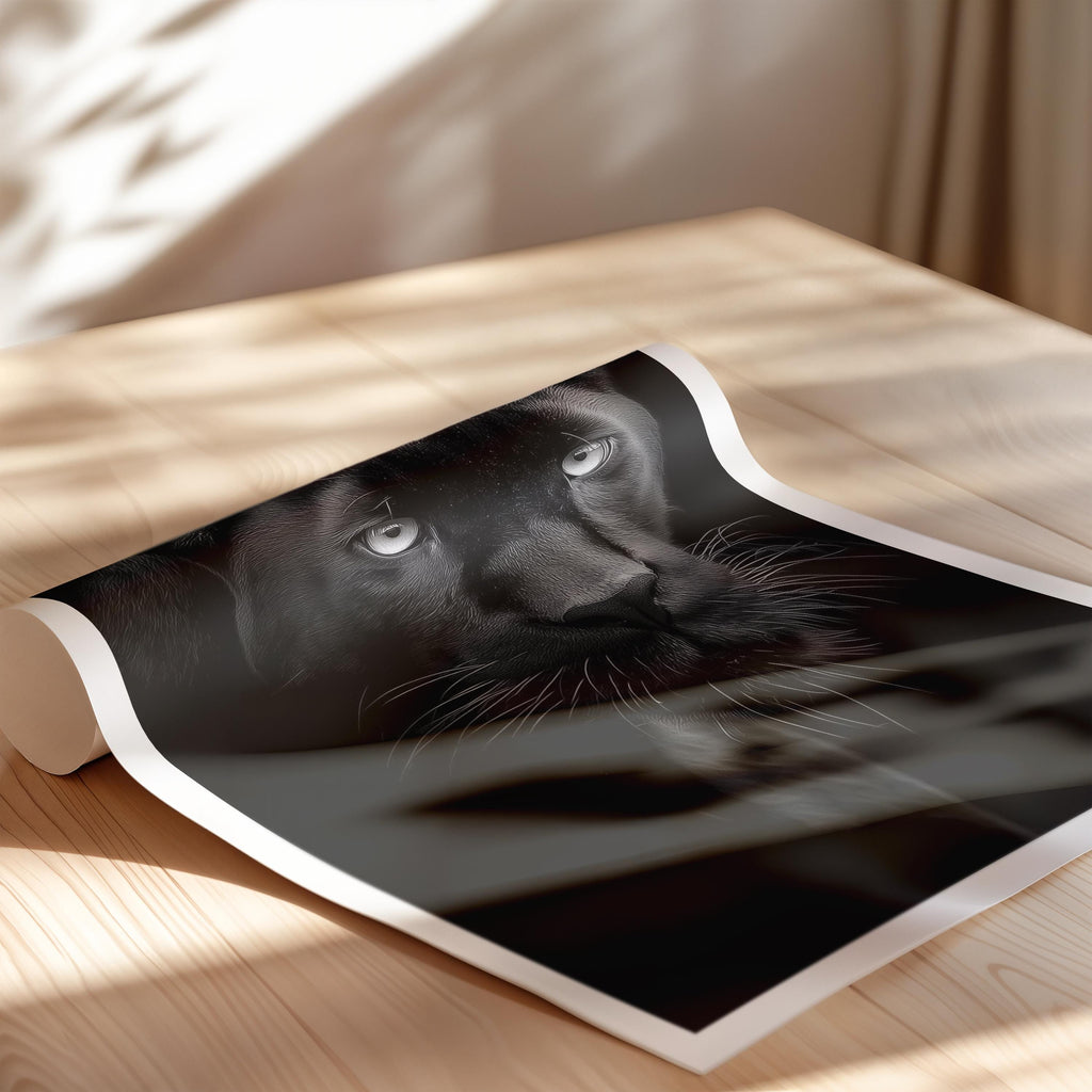 Black Panther Wall Art Print: Monochrome Wildlife Decor