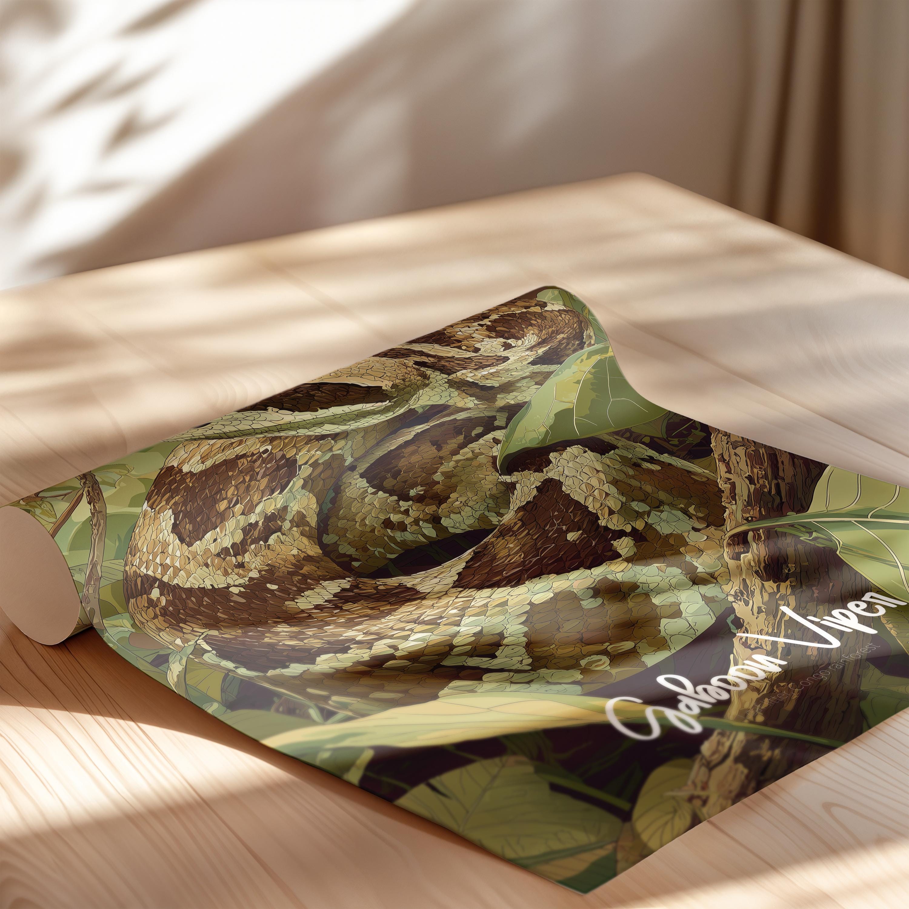 Gaboon Viper Framed Poster: Jungle Nursery Reptile Wall Art