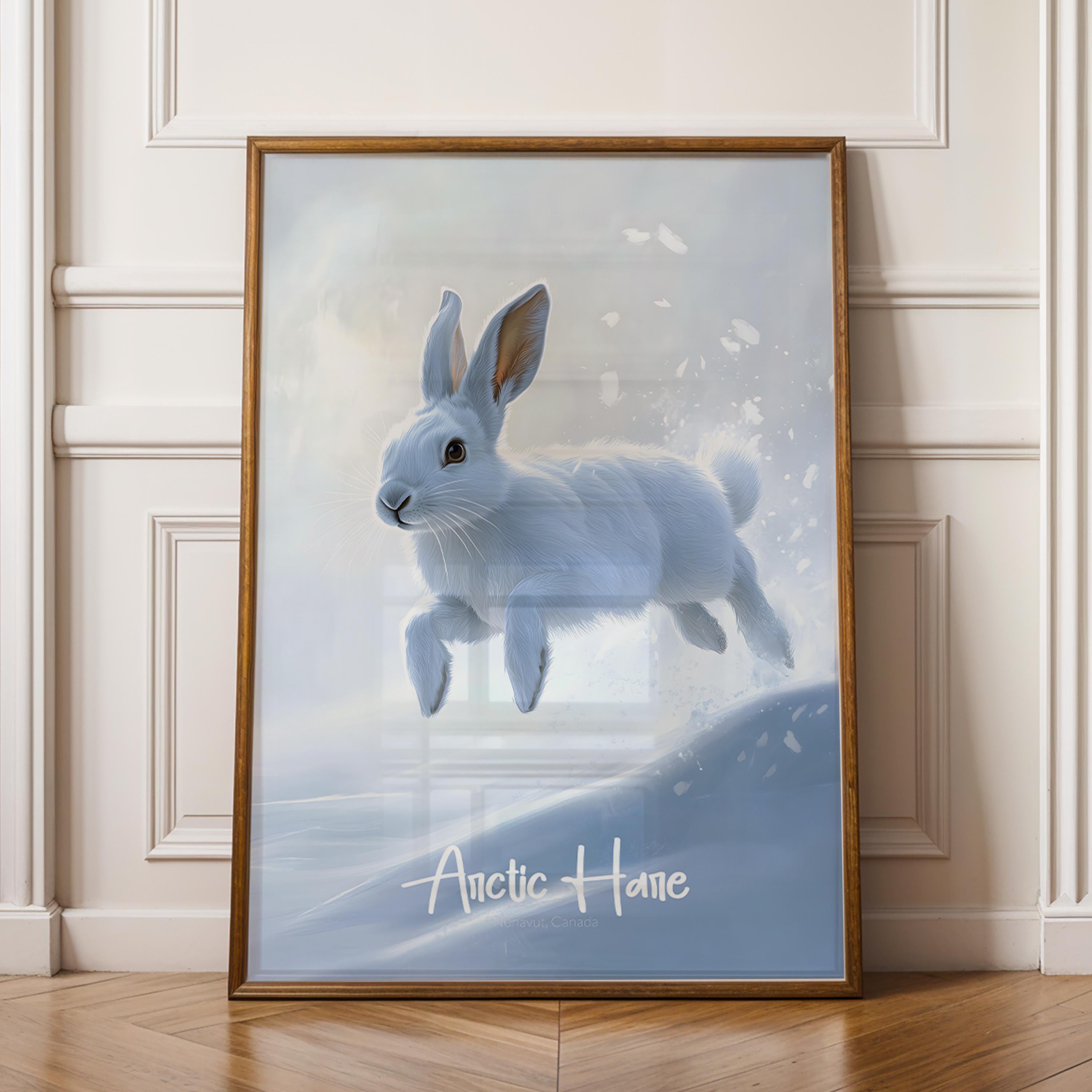 Arctic Hare Print: Minimalist Scandinavian Wildlife Illustration