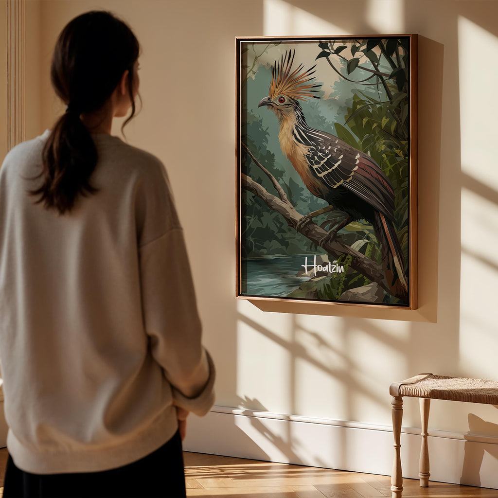 Hoatzin Framed Poster: Exotic Bird Print for Nursery or Kids Room