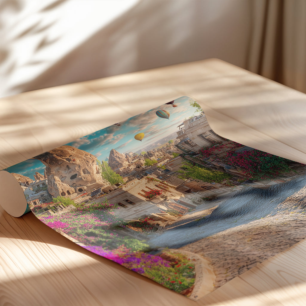 Cappadocia Hot Air Balloon Wall Art – Turkey Travel Poster, Landscape Print, Boho Home Decor