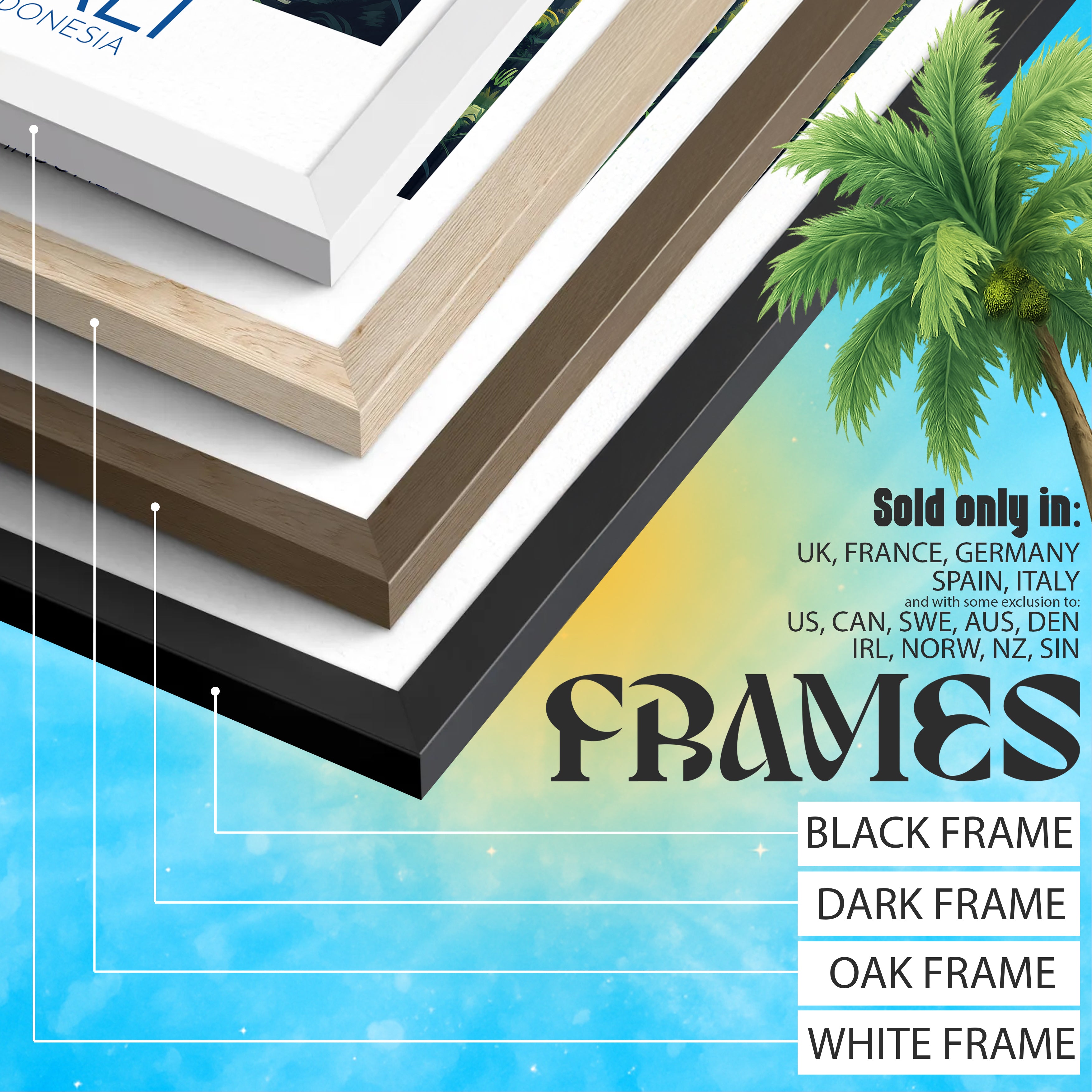 Bali Indonesia Travel Poster: Tropical Rice Terrace Illustration Art