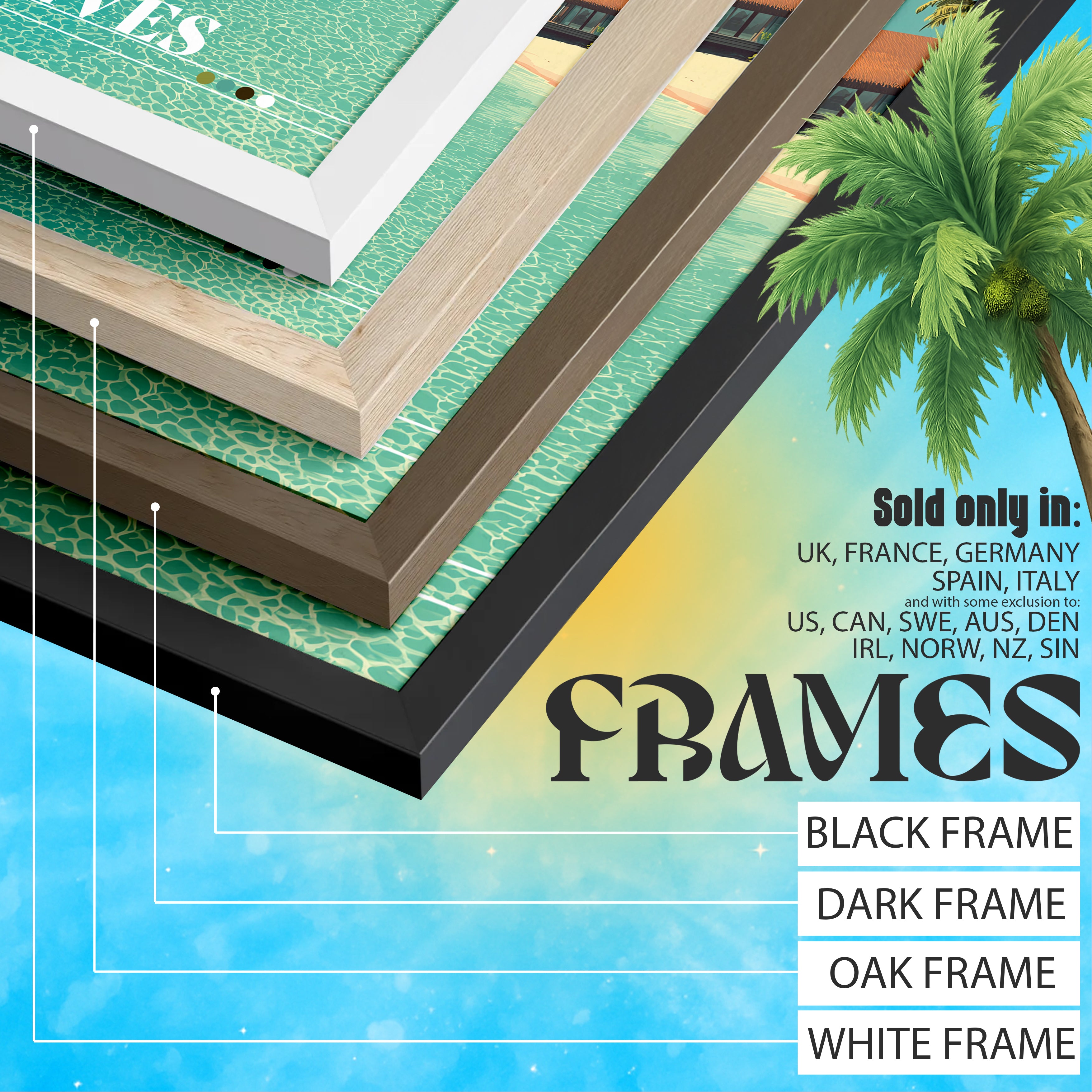 Maldives Poster – Tropical Island Wall Art, Overwater Villa Print, Exotic Beach Travel Photography Decor