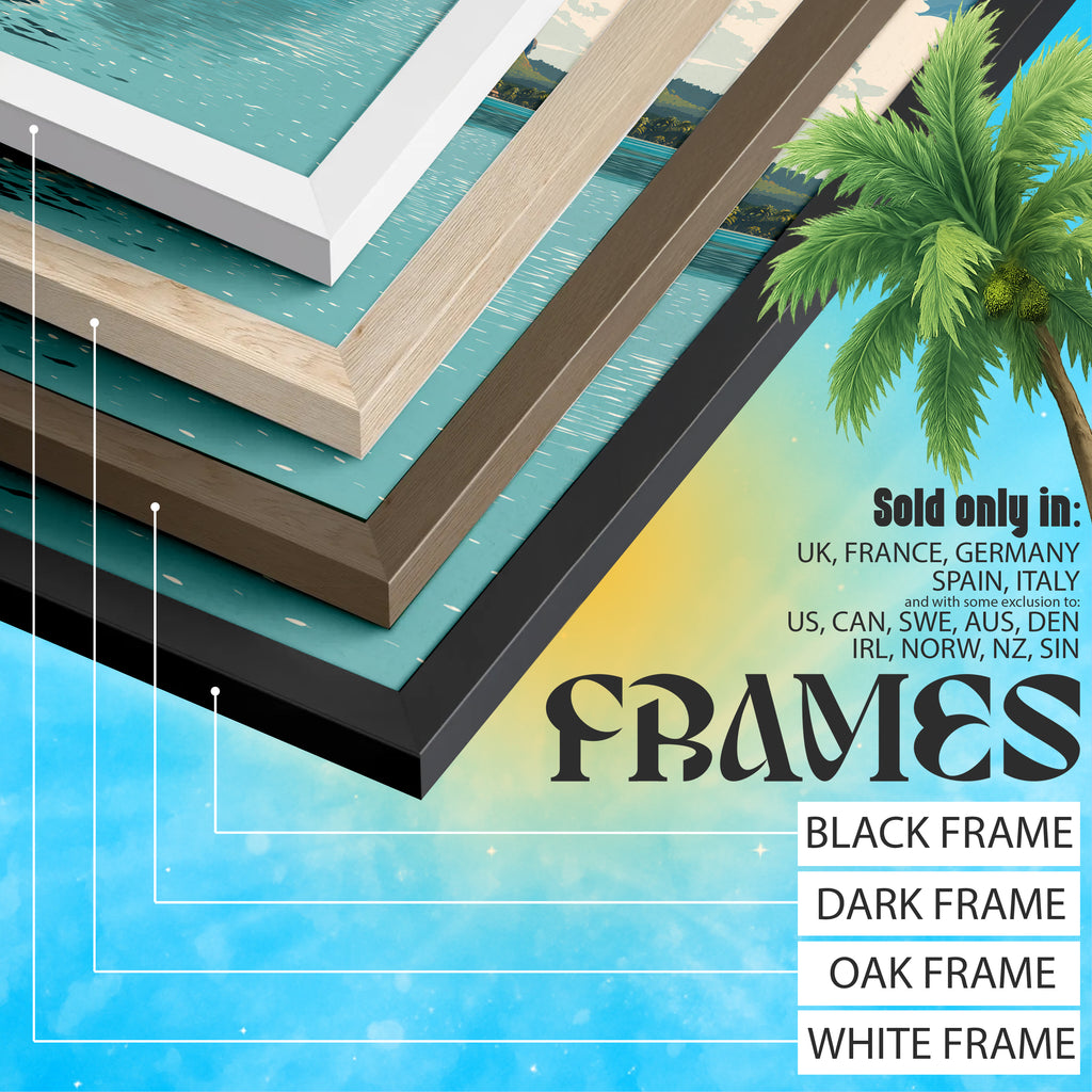 Mauritius Travel Poster: Le Morne Brabant Tropical Island Art