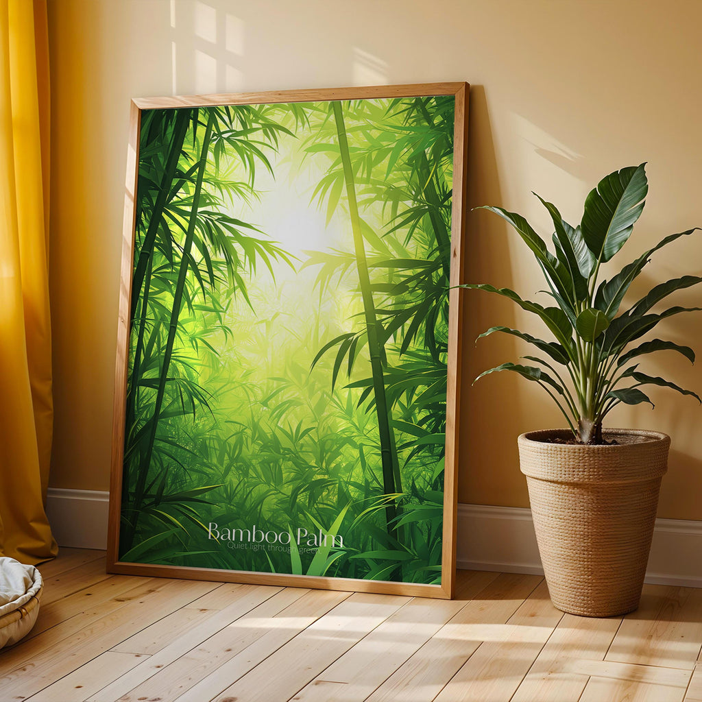 Bamboo Palm Print: Tropical Botanical Plant Illustration, Green Leaf Wall Art