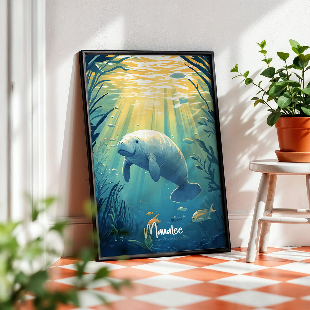 Manta Ray Art Print: Modern Ocean Animal Illustration