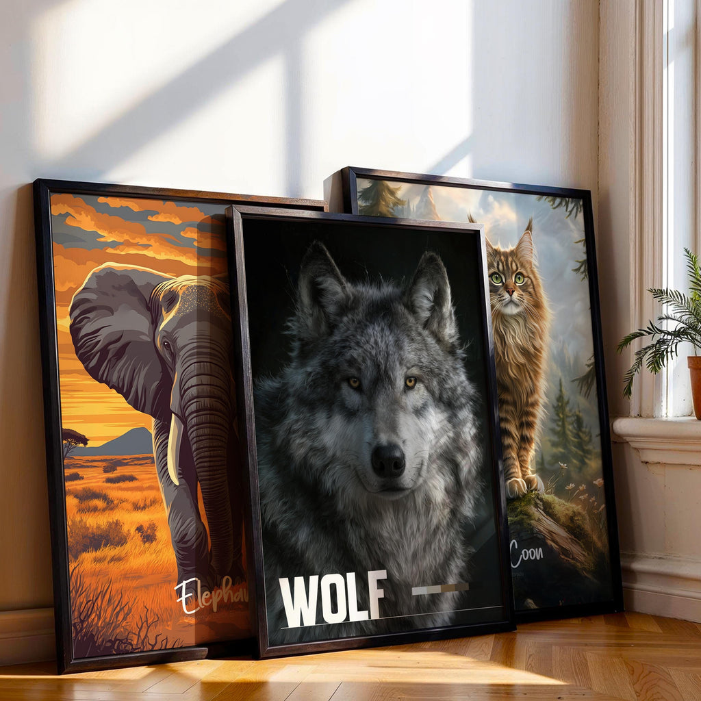 Wolf Framed Poster: Majestic Wildlife Wall Art for Nursery or Kids Room