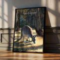 Grey Kangaroo Framed Poster: Australian Animal Nursery Decor