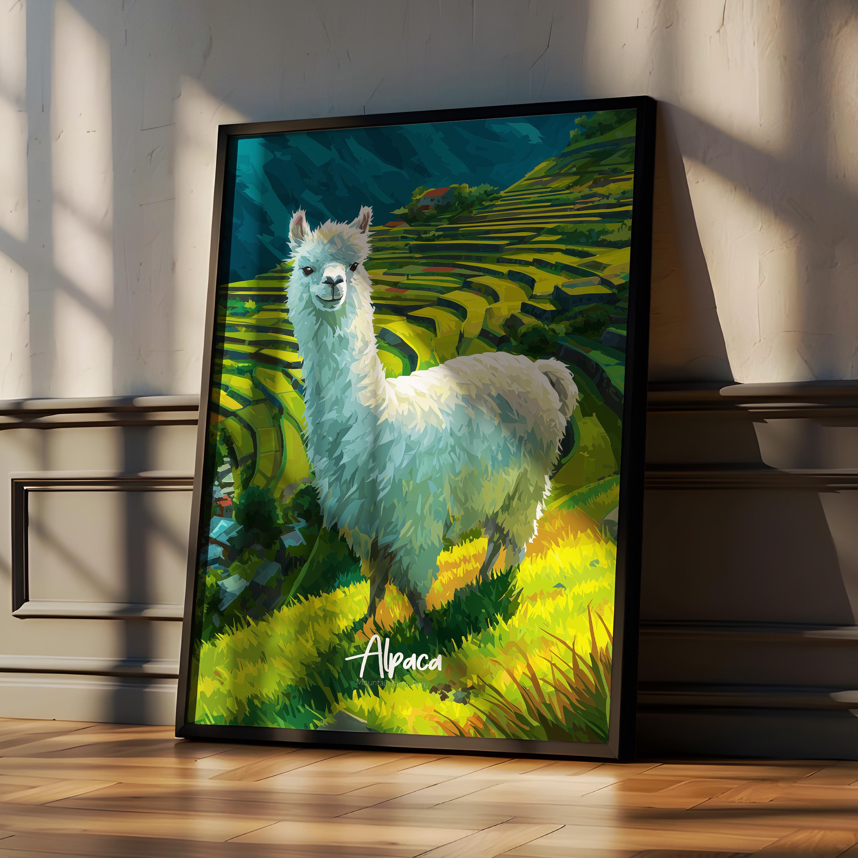 Alpaca Framed Poster: Boho Nursery Decor, Kids Room Animal Art