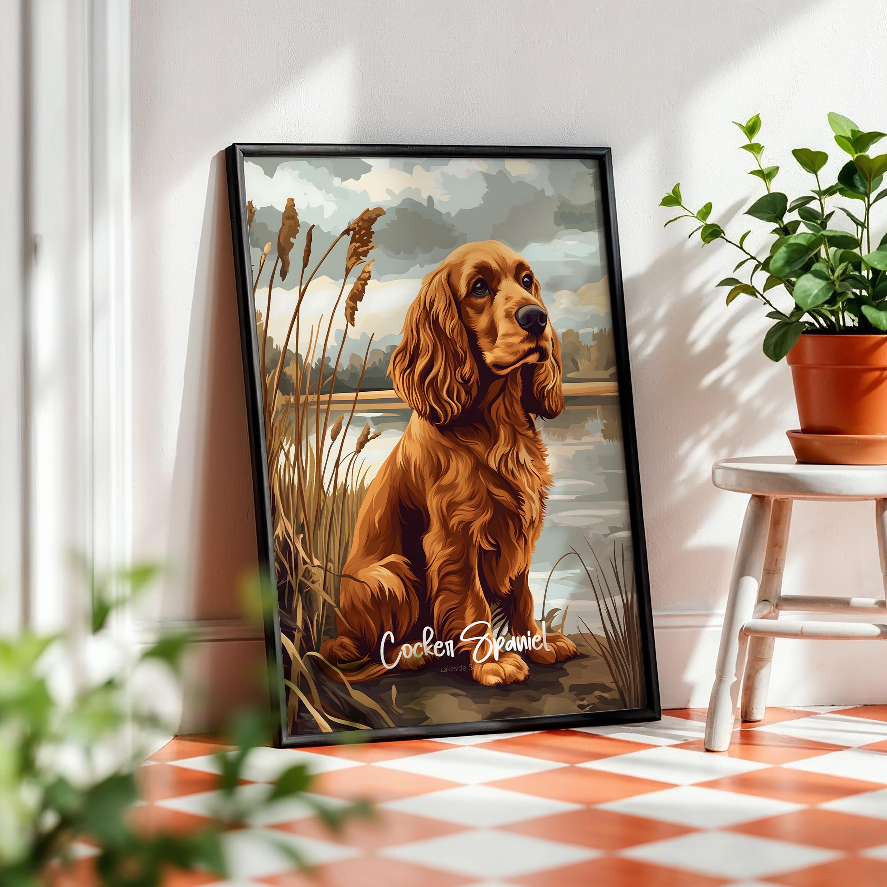 Cocker Spaniel Wall Art Framed Poster - Dog Lover Home Decor, Modern Pet Gift
