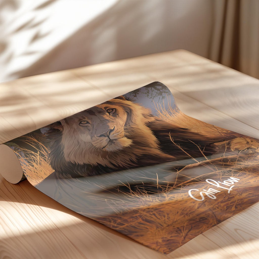 Asiatic Lion Art Print: Gir Forest Wildlife Poster