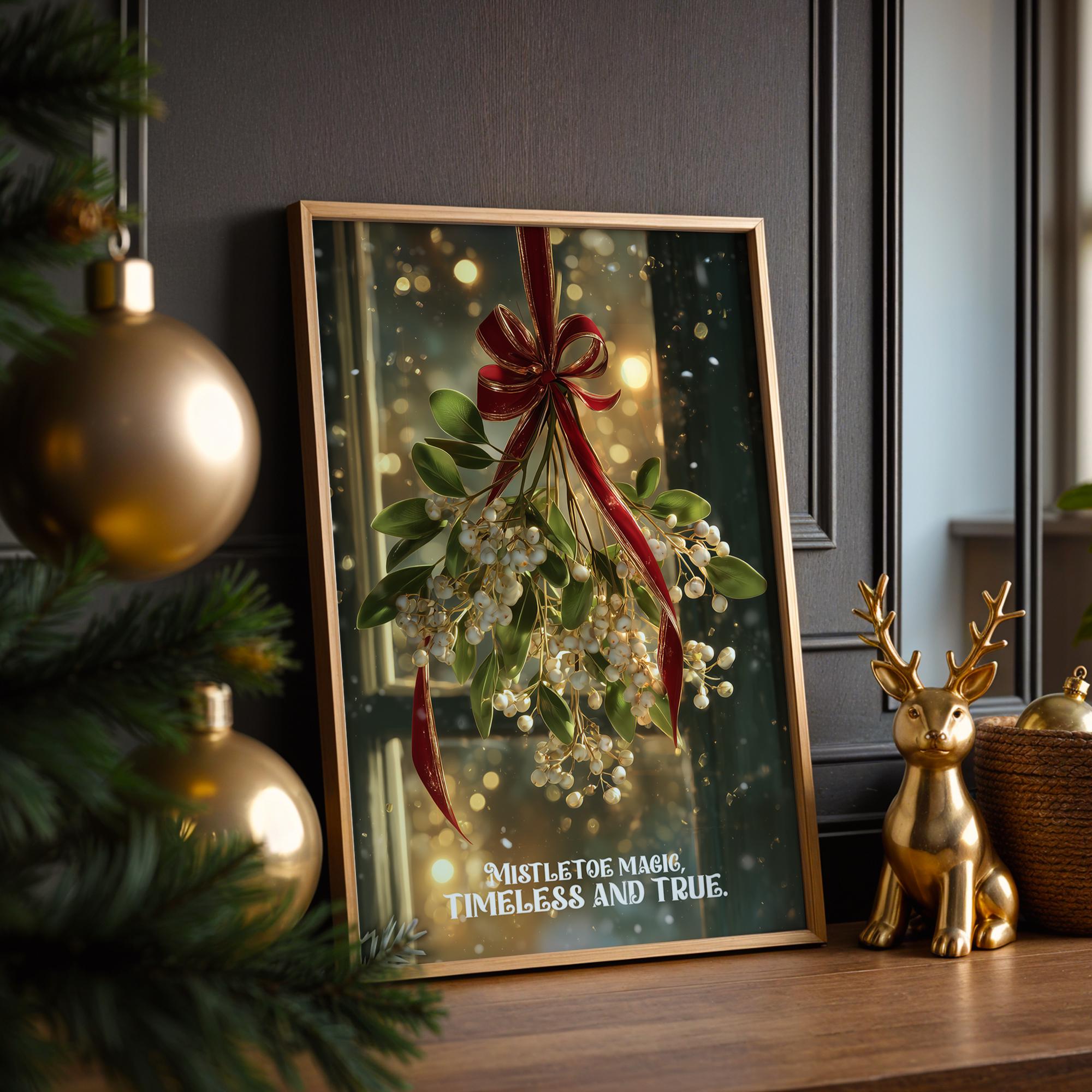 Mistletoe Christmas Poster – Romantic Holiday Wall Art with Elegant Festive Charm