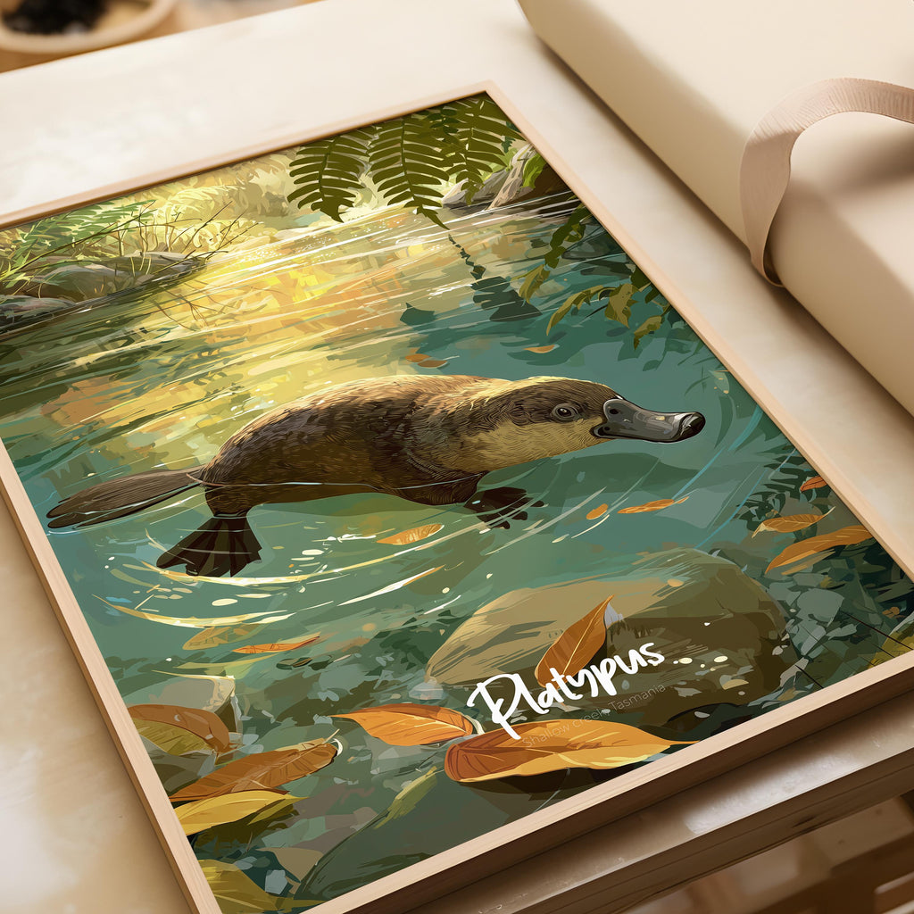 Framed Platypus Print: Quirky Australian Animal Kids Room Decor