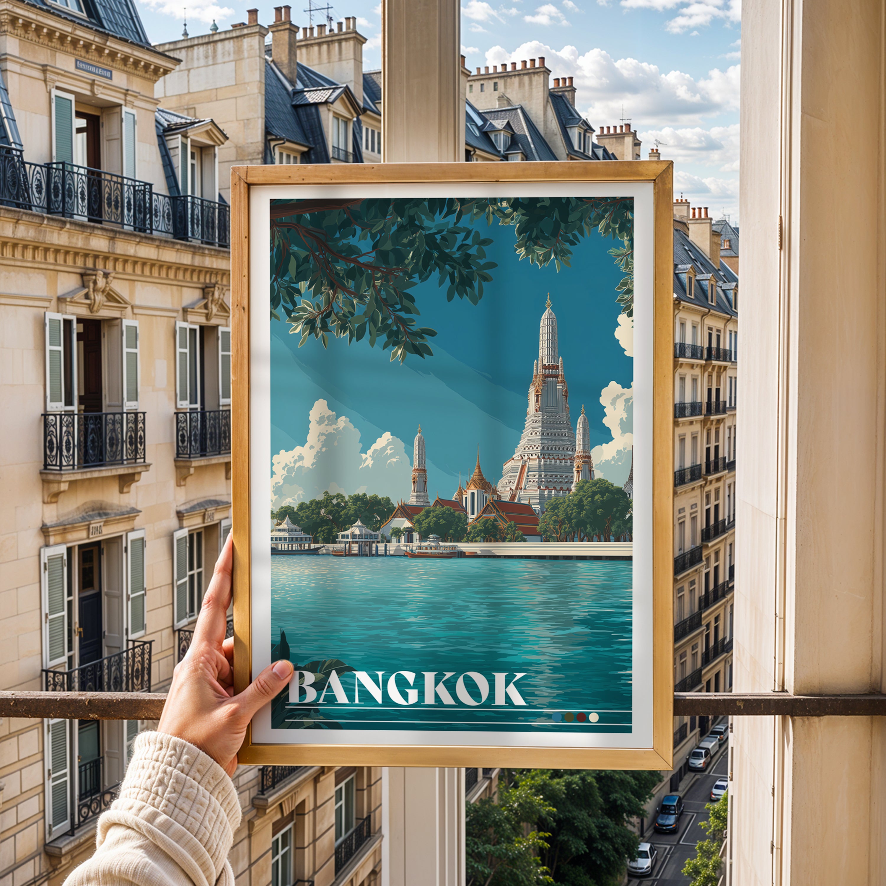 Bangkok Travel Poster: Wat Arun Print, Thailand Wall Art