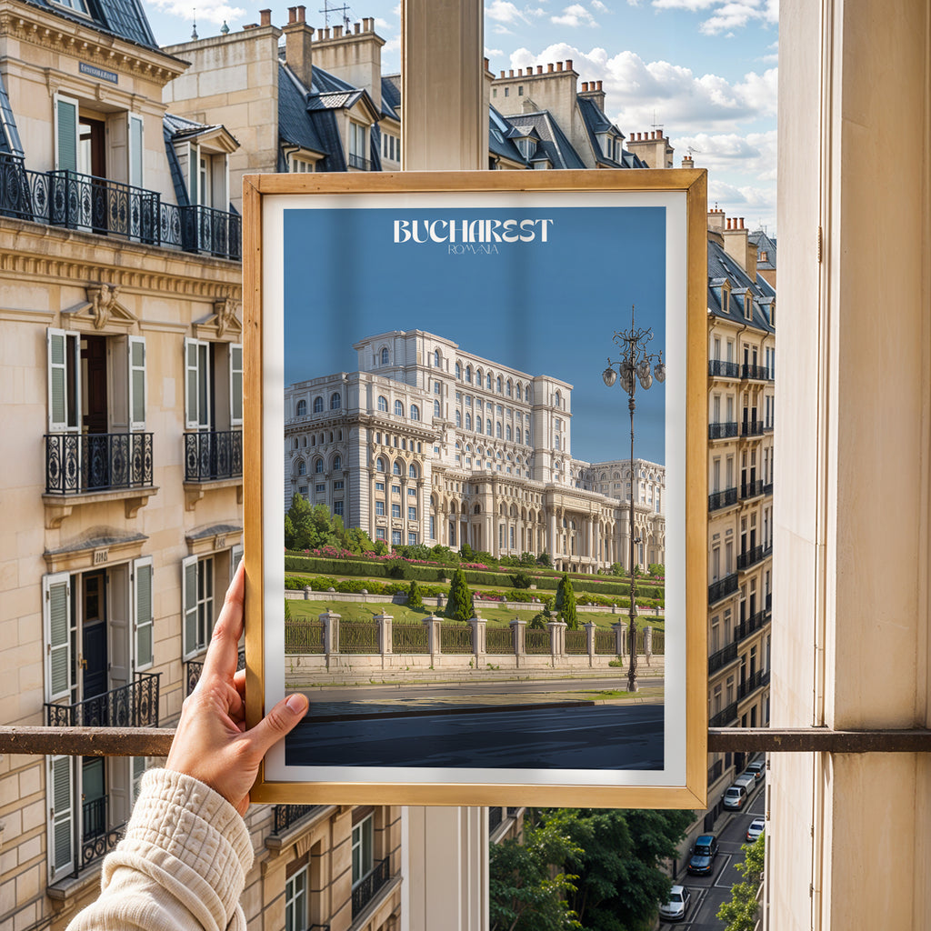 Bucharest Romania Poster – City Travel Print, Urban Wall Art, Modern Landmark Decor