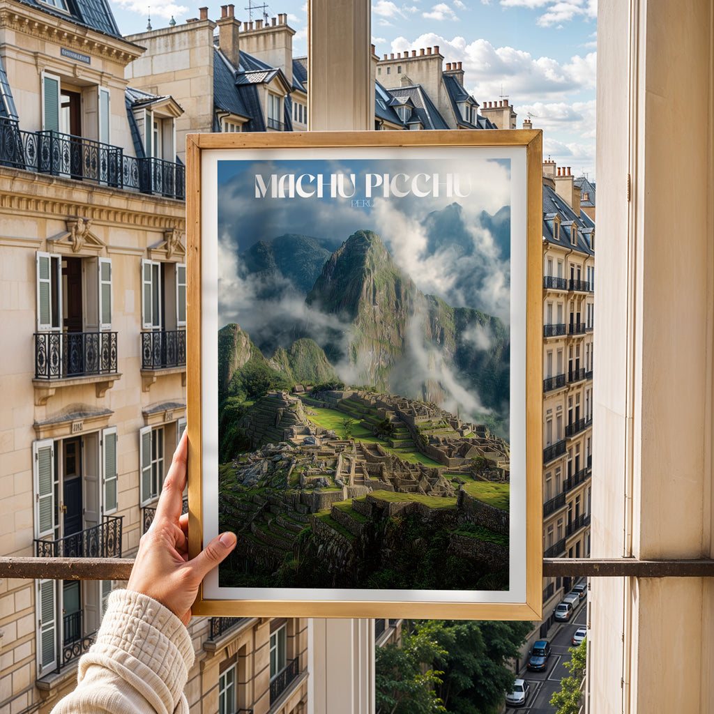 Machu Picchu Poster – Peru Travel Print, Inca Ruins Wall Art, Andes Mountain Landscape