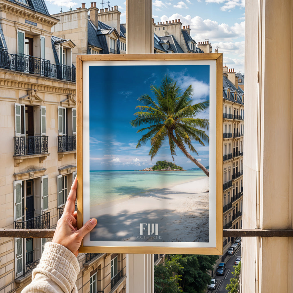 Fiji Island Poster – Travel Print, Tropical Seascape Wall Art, Coastal Paradise Decor