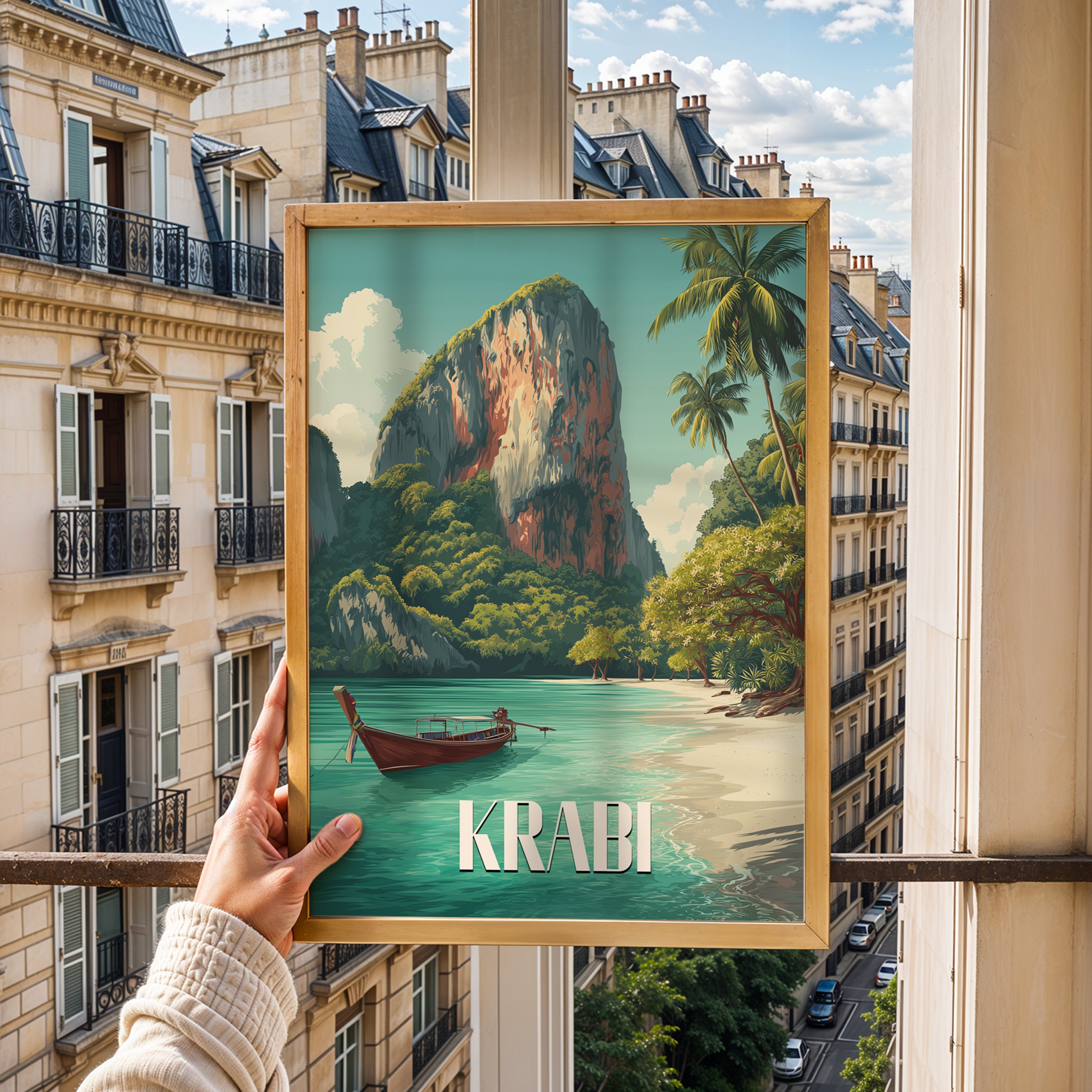 Krabi Thailand Travel Print – Tropical Beach, Coastal Landscape