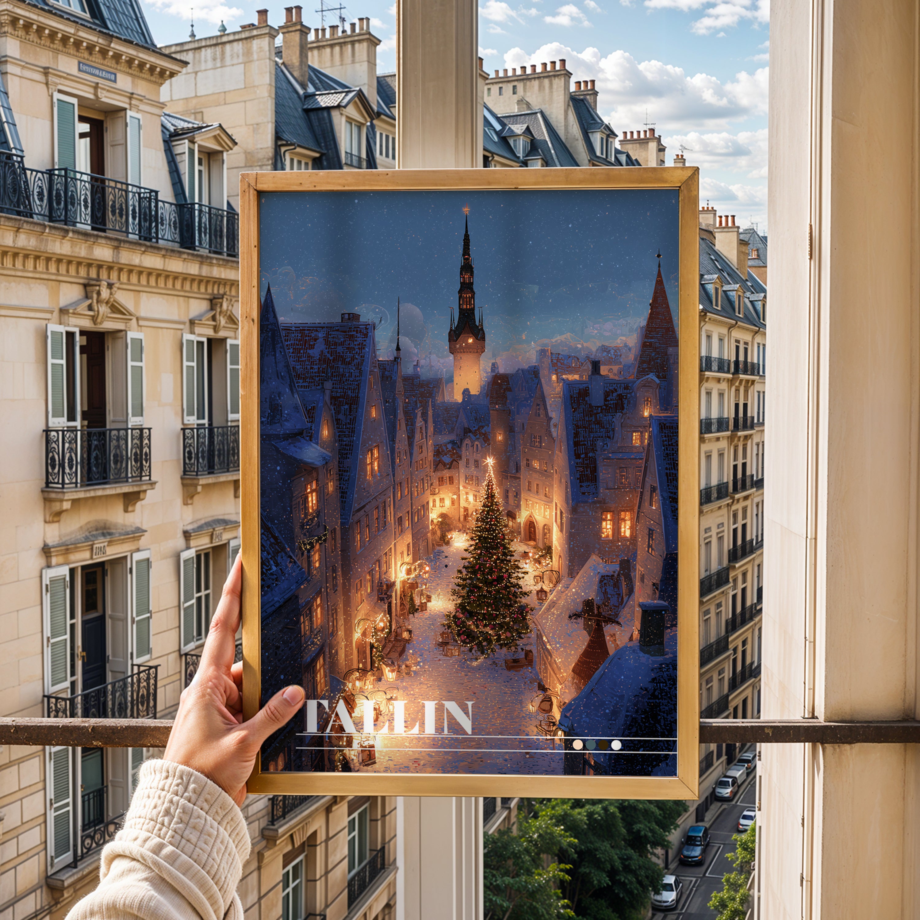 Tallinn Christmas Market Travel Print: Medieval Estonia Old Town Winter Decor