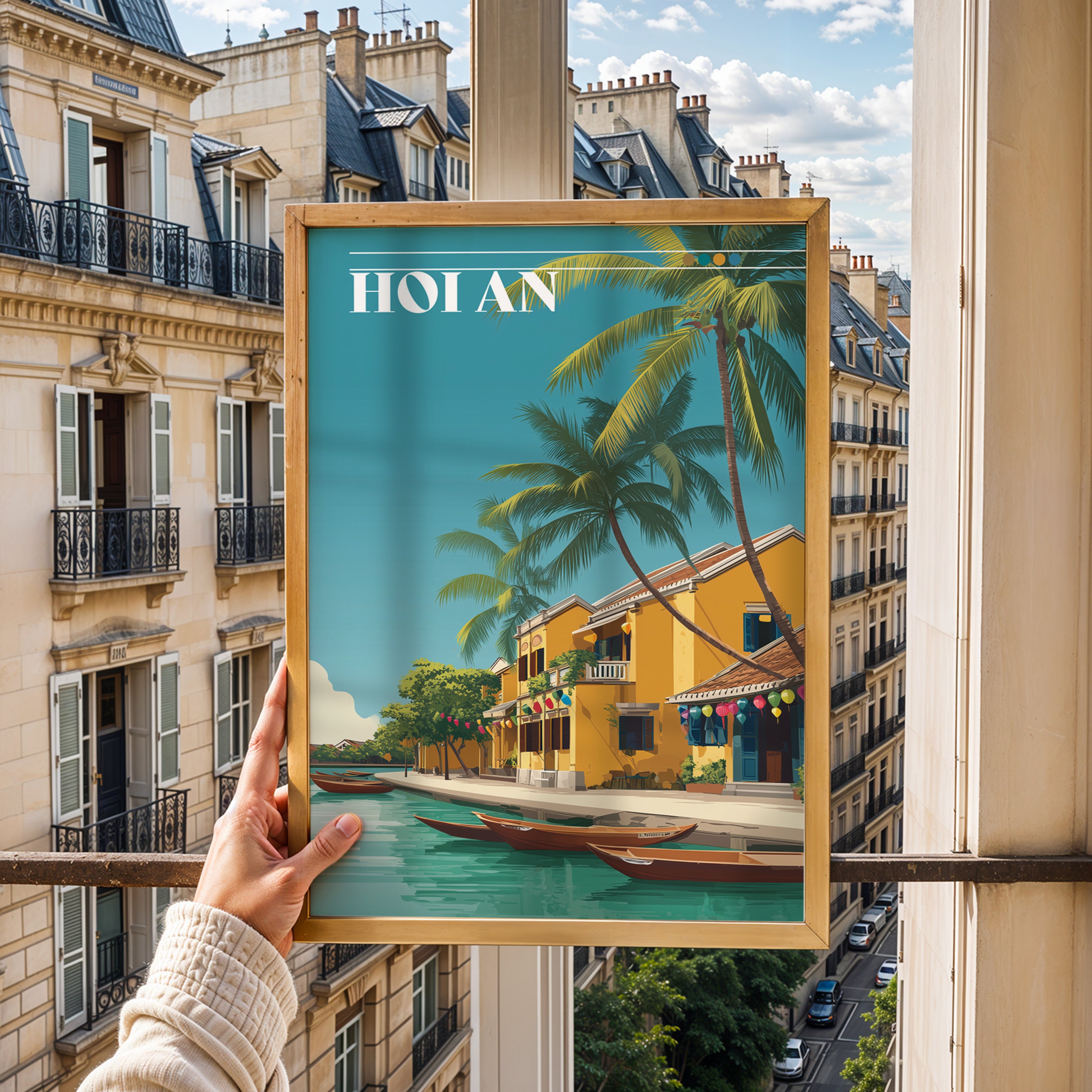 Hoi An Vietnam Poster – Lantern Street Wall Art, Riverside Town Print, Asian Travel Photography Decor